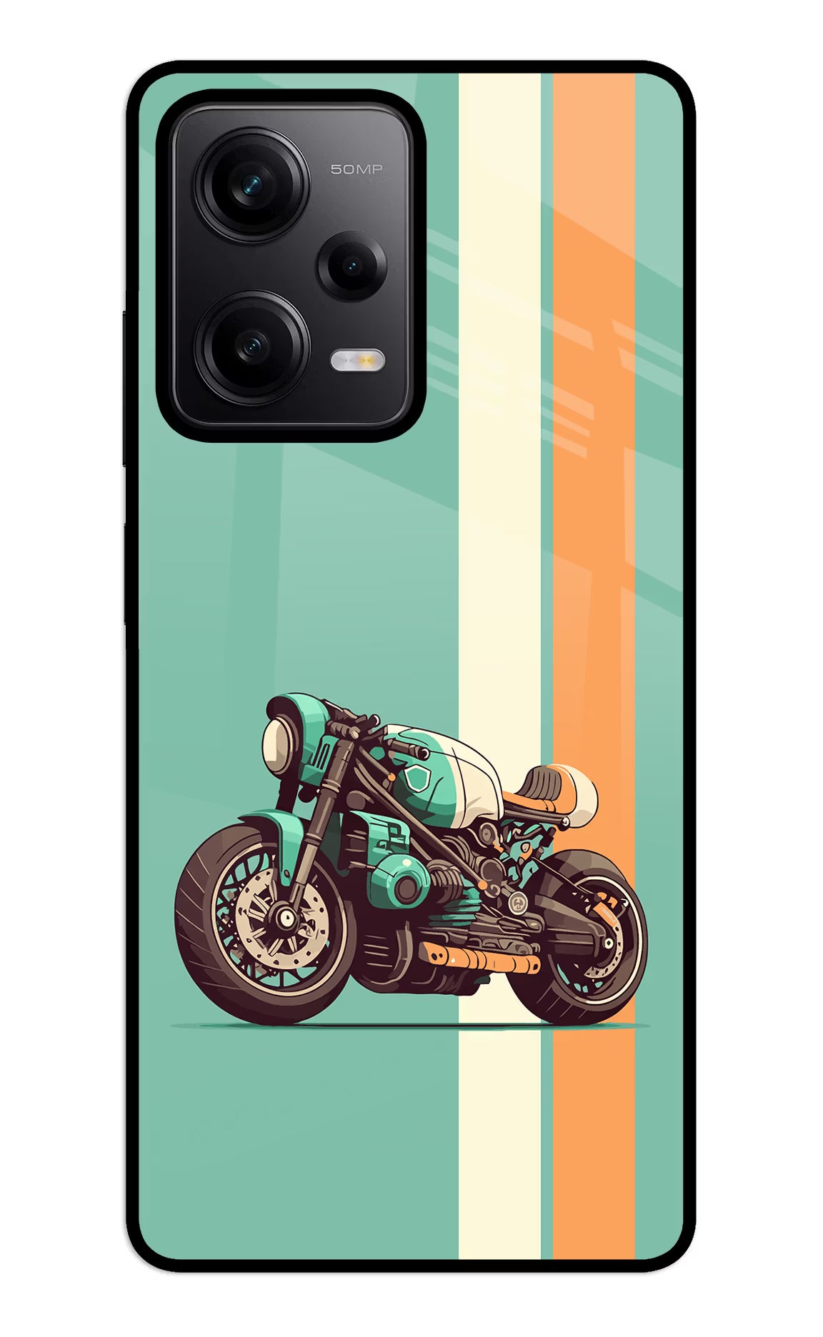 Striped Moto Drift Redmi Note 12 5G Back Cover - Striped Moto Drift Redmi Note 12 5G Glass Case Back Cover by Casekaro Striped Moto Drift Redmi Note 12 5G Glass Case Back Cover by Casekaro