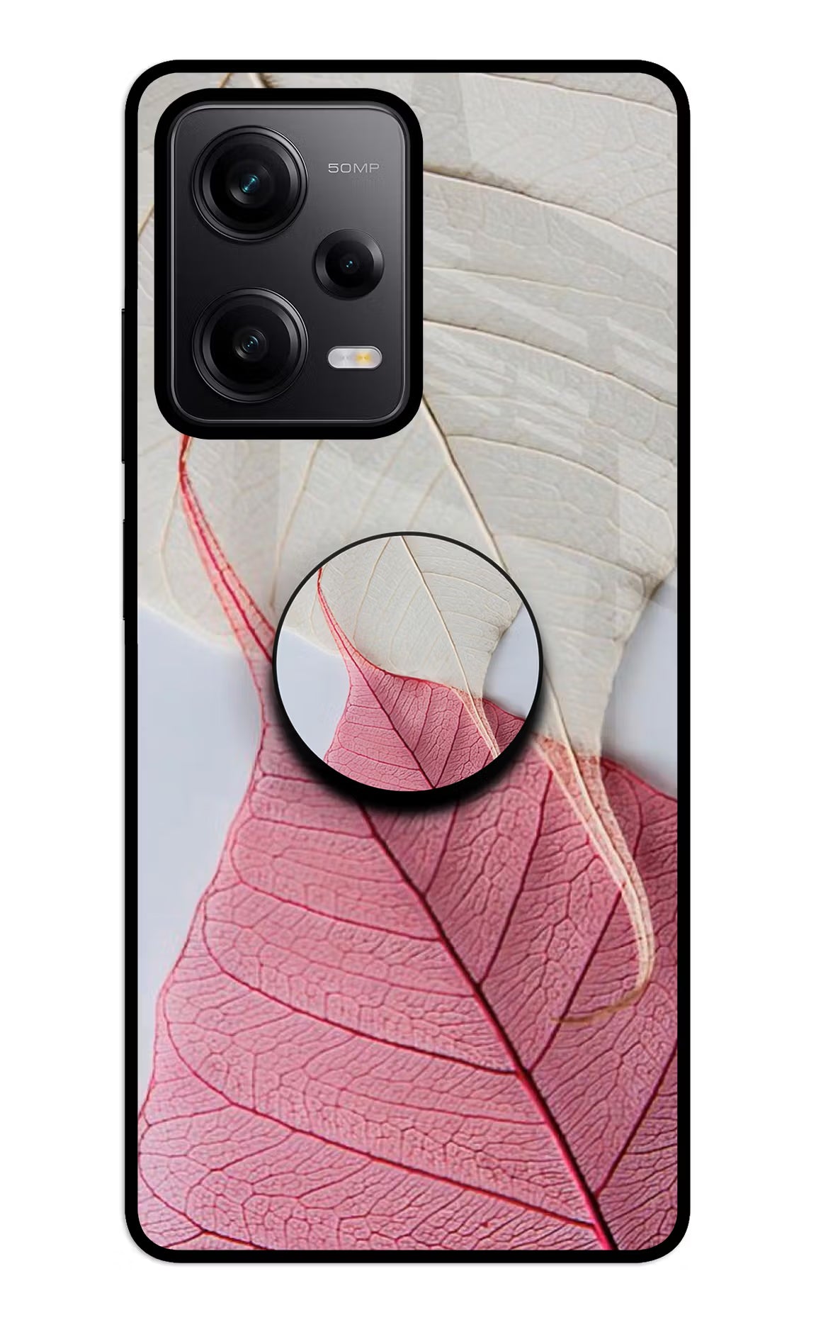 White Pink Leaf Redmi Note 12 5G Glass Case - White Pink Leaf Redmi Note 12 5G Glass Case White Pink Leaf Redmi Note 12 5G Glass Case