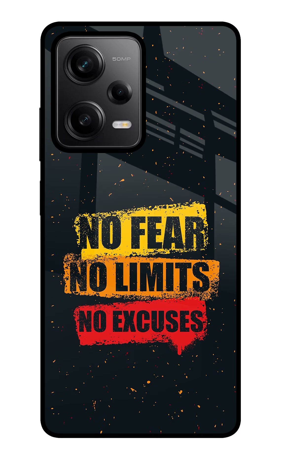 No Fear No Limits No Excuse Redmi Note 12 Pro 5G Back Cover - No Fear No Limits No Excuse Redmi Note 12 Pro 5G Glass Case Back Cover by Casekaro No Fear No Limits No Excuse Redmi Note 12 Pro 5G Glass Case Back Cover by Casekaro