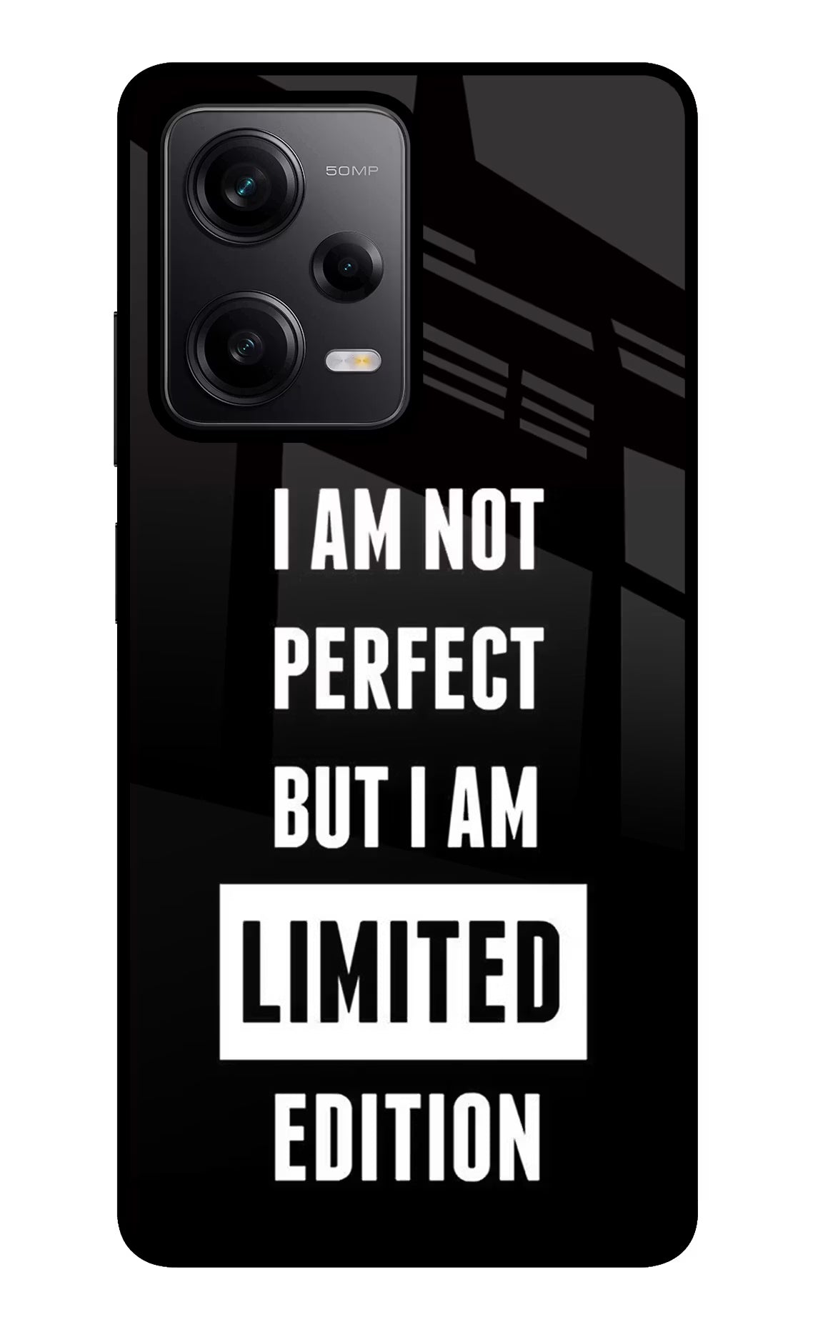 I Am Not Perfect But I Am Limited Edition Redmi Note 12 Pro 5G Back Cover - I Am Not Perfect But I Am Limited Edition Redmi Note 12 Pro 5G Glass Case Back Cover by Casekaro I Am Not Perfect But I Am Limited Edition Redmi Note 12 Pro 5G Glass Case Back Cover by Casekaro