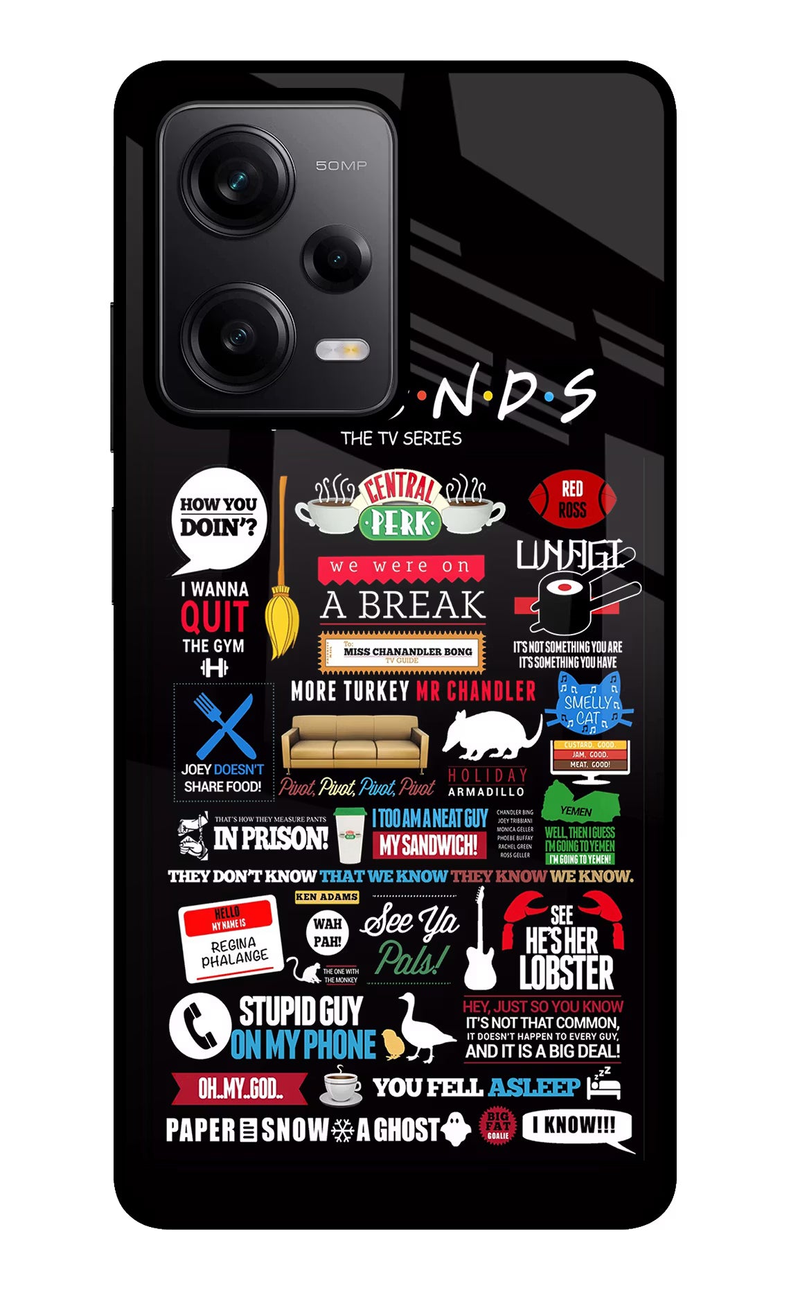FRIENDS Redmi Note 12 Pro 5G Back Cover - FRIENDS Redmi Note 12 Pro 5G Glass Case Back Cover by Casekaro FRIENDS Redmi Note 12 Pro 5G Glass Case Back Cover by Casekaro