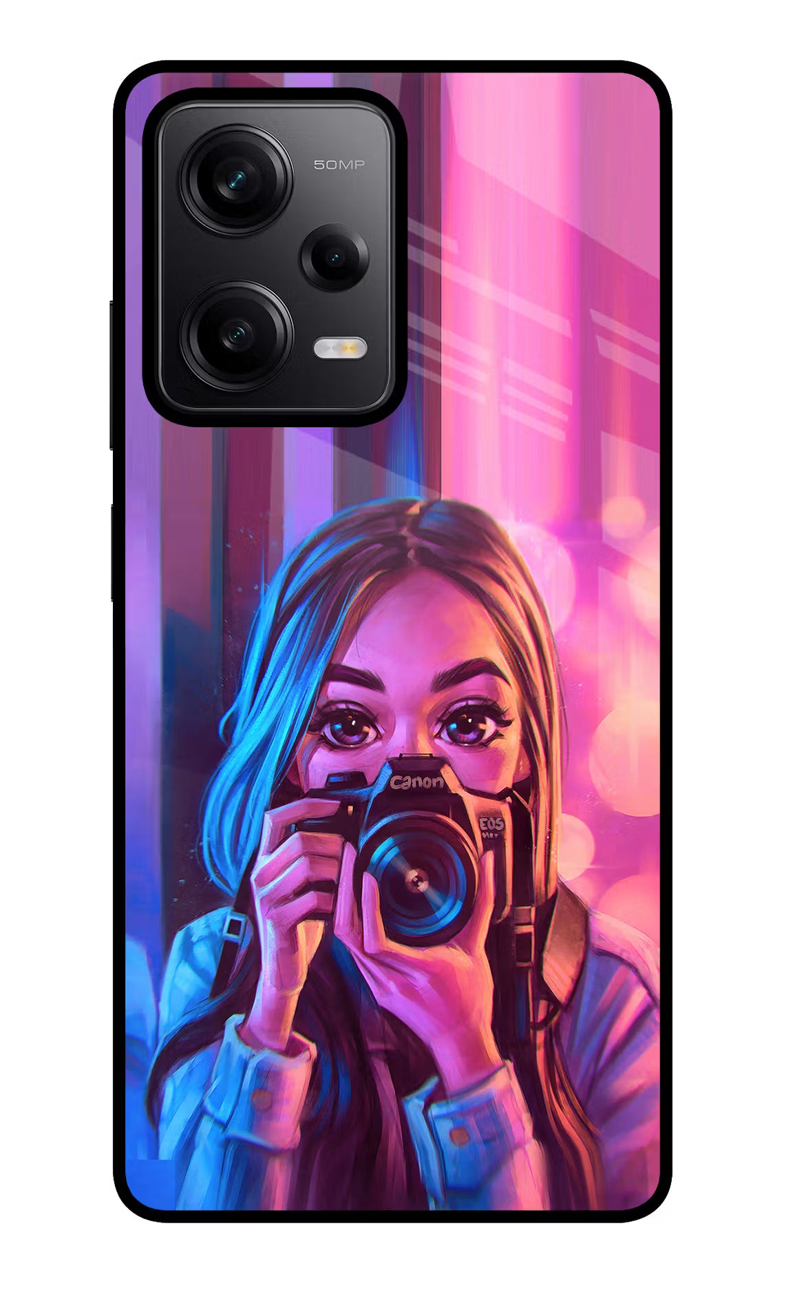 Girl Photographer Redmi Note 12 Pro 5G Back Cover - Girl Photographer Redmi Note 12 Pro 5G Glass Case Back Cover by Casekaro Girl Photographer Redmi Note 12 Pro 5G Glass Case Back Cover by Casekaro