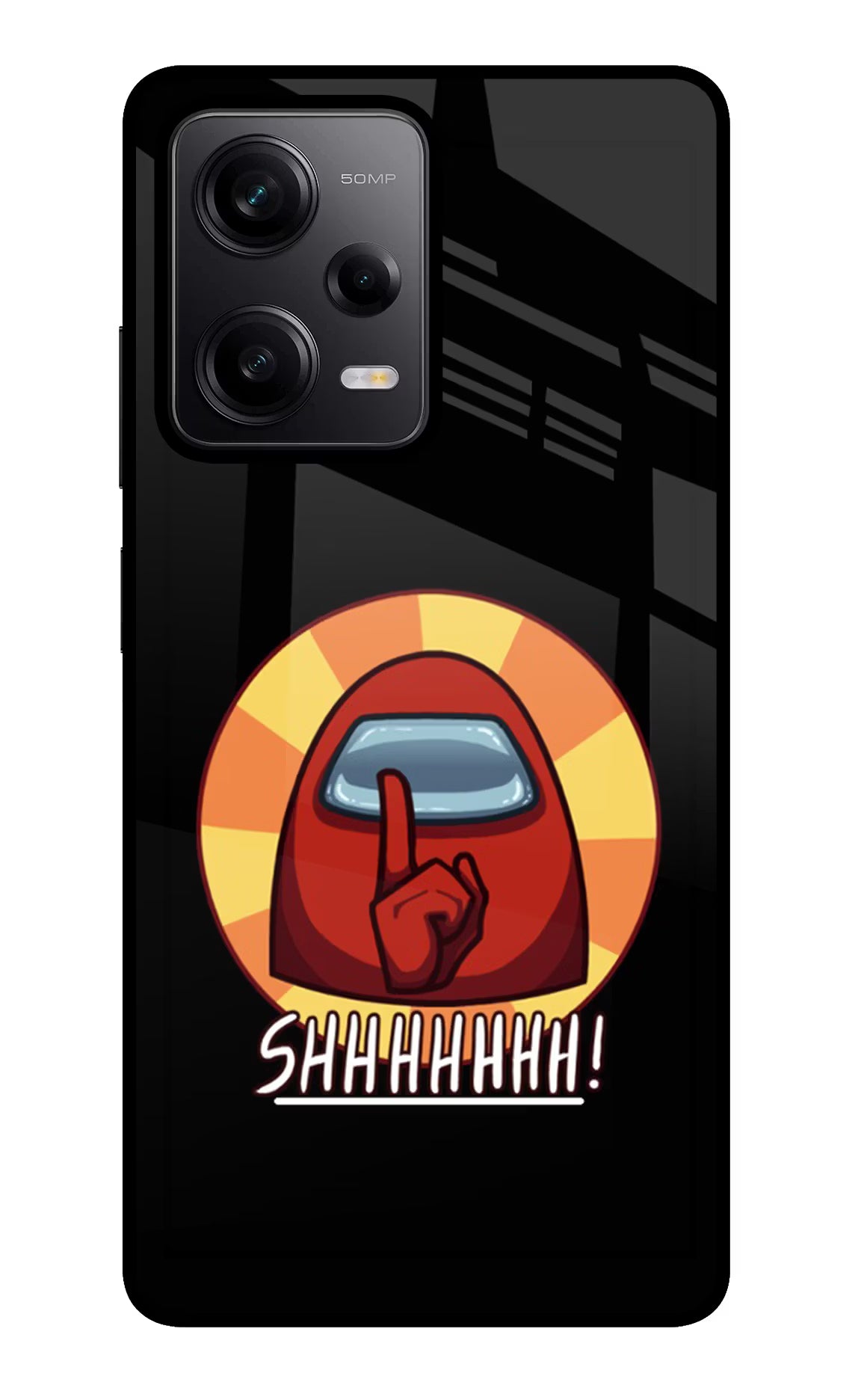 Among Us Shhh! Redmi Note 12 Pro 5G Back Cover - Among Us Shhh! Redmi Note 12 Pro 5G Glass Case Back Cover by Casekaro Among Us Shhh! Redmi Note 12 Pro 5G Glass Case Back Cover by Casekaro