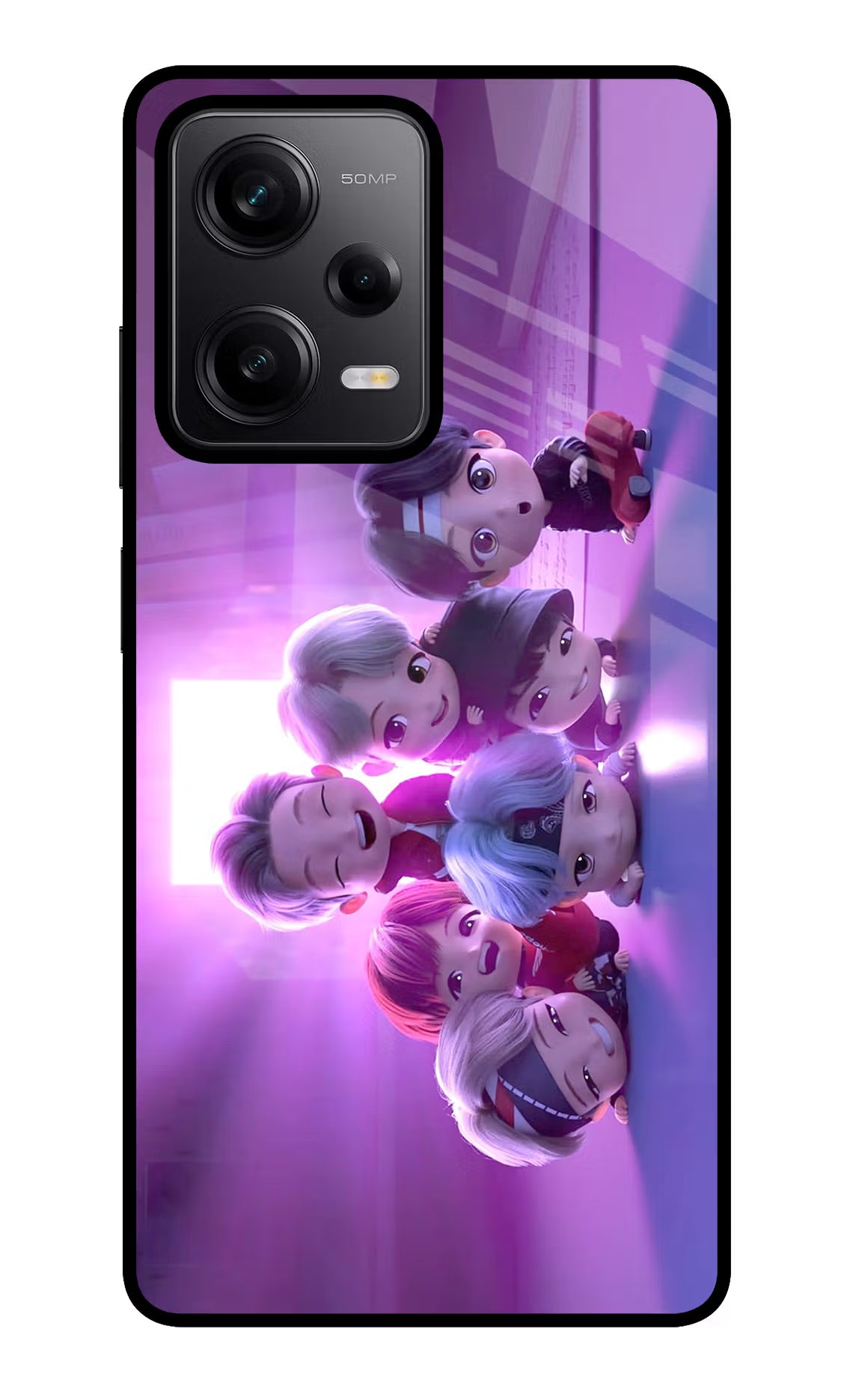 BTS Chibi Redmi Note 12 Pro 5G Back Cover - BTS Chibi Redmi Note 12 Pro 5G Glass Case Back Cover by Casekaro BTS Chibi Redmi Note 12 Pro 5G Glass Case Back Cover by Casekaro
