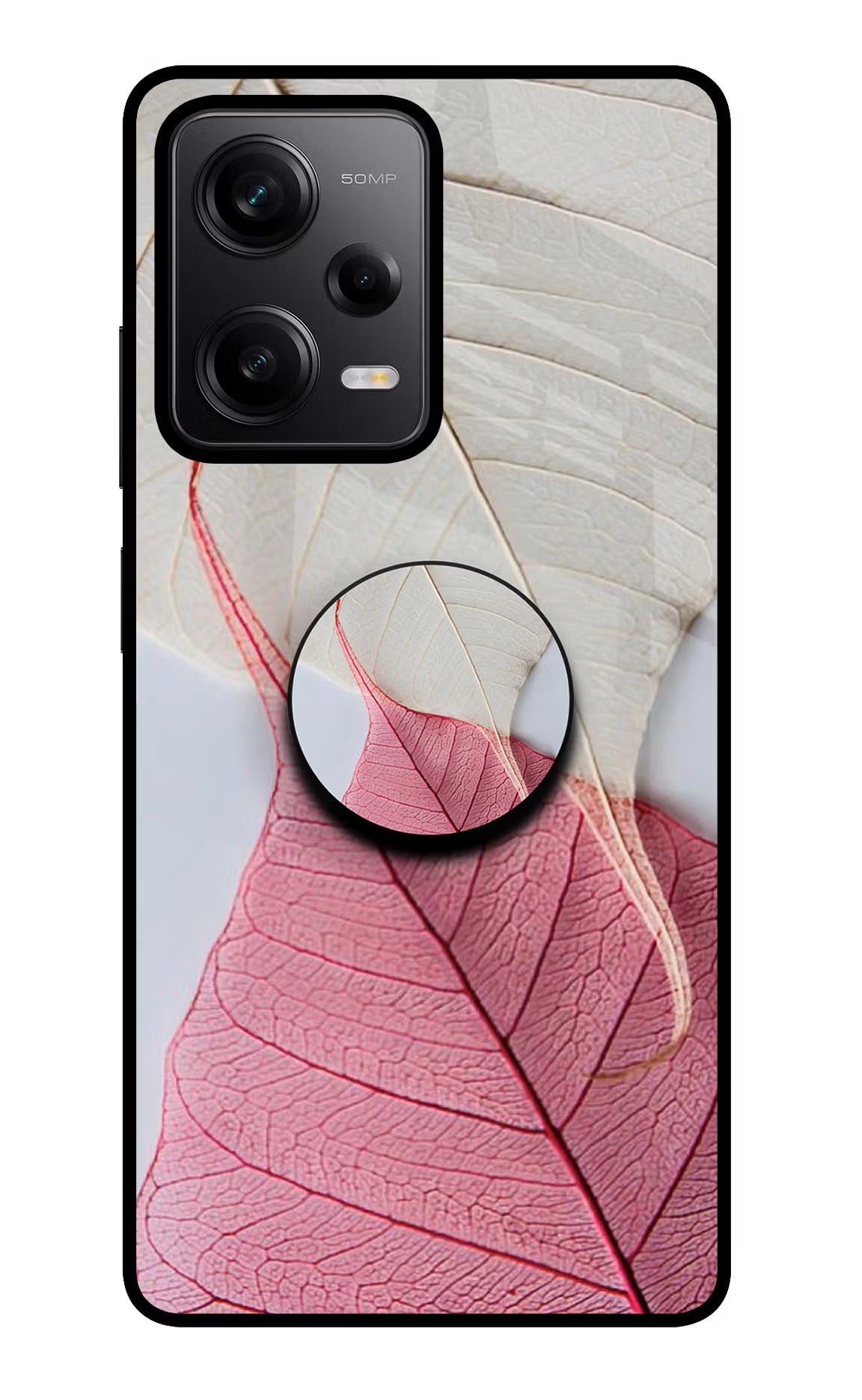 White Pink Leaf Redmi Note 12 Pro 5G Glass Case - White Pink Leaf Redmi Note 12 Pro 5G Glass Case White Pink Leaf Redmi Note 12 Pro 5G Glass Case