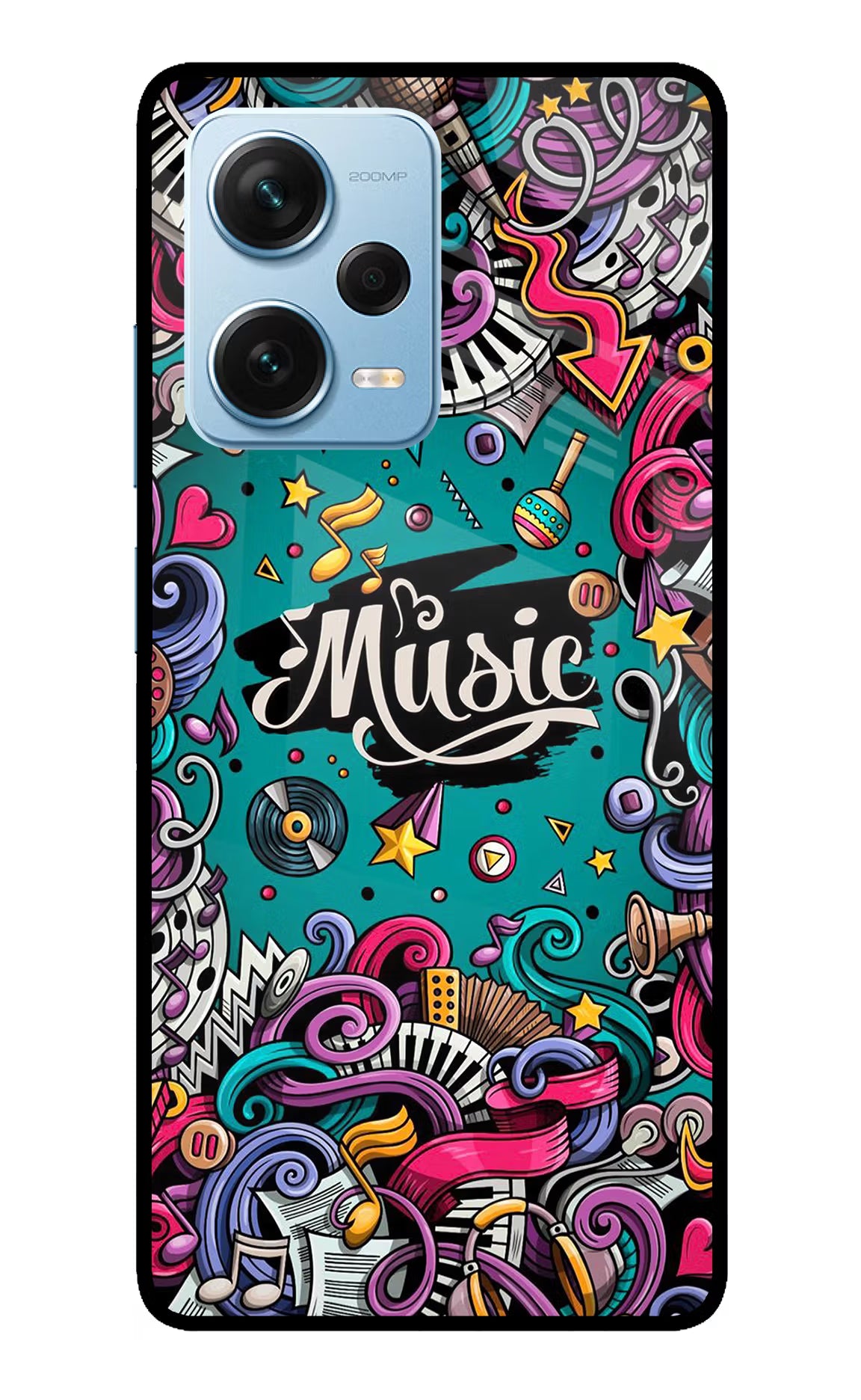 Music Graffiti Redmi Note 12 Pro+ 5G Glass Case - Music Graffiti Redmi Note 12 Pro+ 5G Glass Case Music Graffiti Redmi Note 12 Pro+ 5G Glass Case