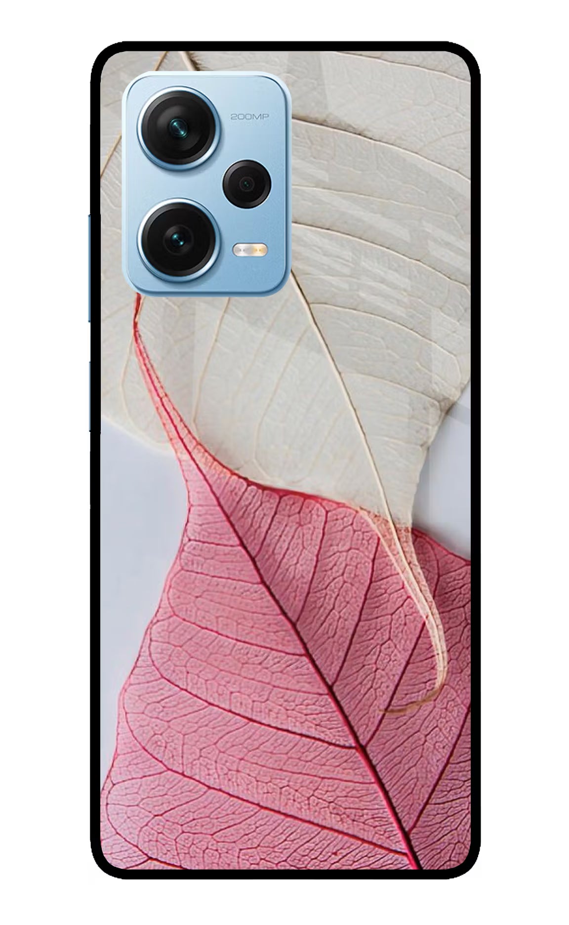 White Pink Leaf Redmi Note 12 Pro+ 5G Glass Case - White Pink Leaf Redmi Note 12 Pro+ 5G Glass Case White Pink Leaf Redmi Note 12 Pro+ 5G Glass Case