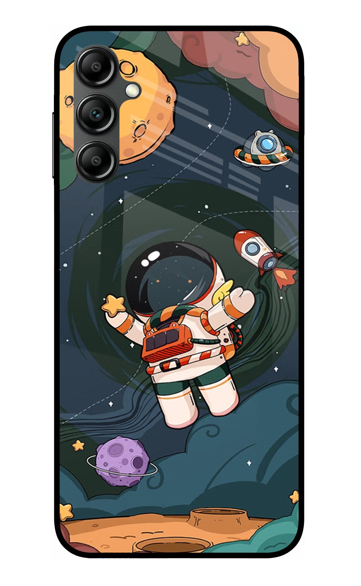 Cartoon Astronaut Samsung A14 5G Glass Case - Cartoon Astronaut Samsung A14 5G Glass Case Cartoon Astronaut Samsung A14 5G Glass Case
