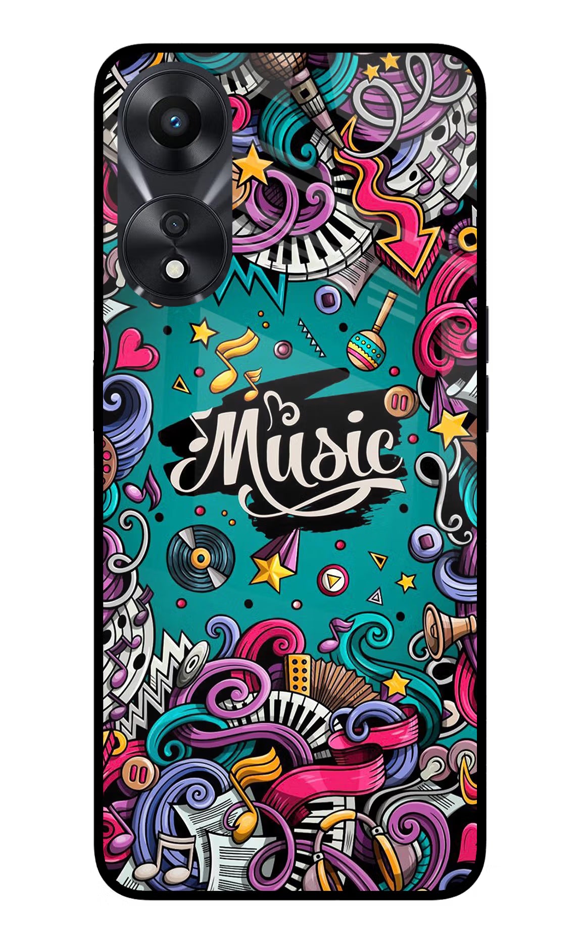 Music Graffiti Oppo A78 5G Glass Case - Music Graffiti Oppo A78 5G Glass Case Music Graffiti Oppo A78 5G Glass Case