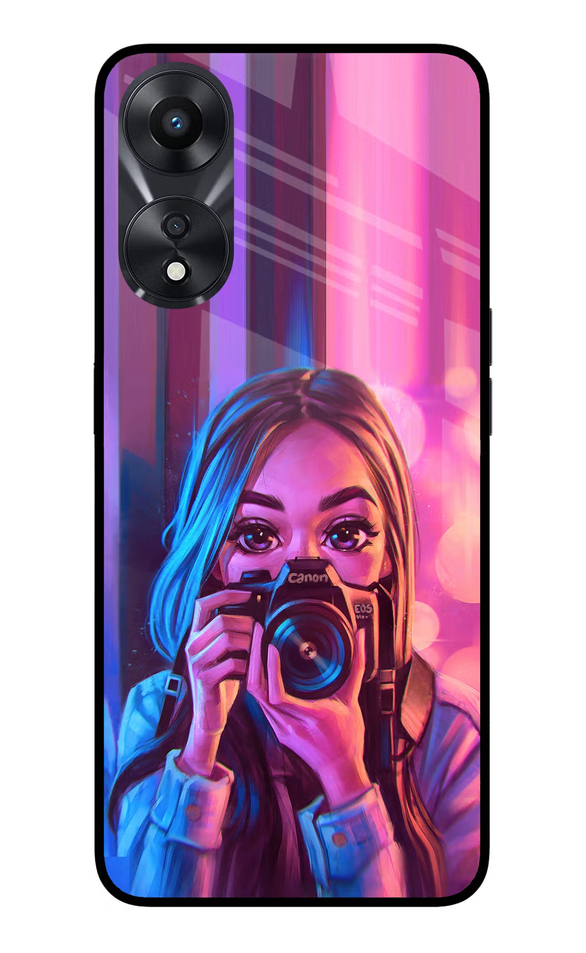 Girl Photographer Oppo A78 5G Glass Case - Girl Photographer Oppo A78 5G Glass Case Girl Photographer Oppo A78 5G Glass Case