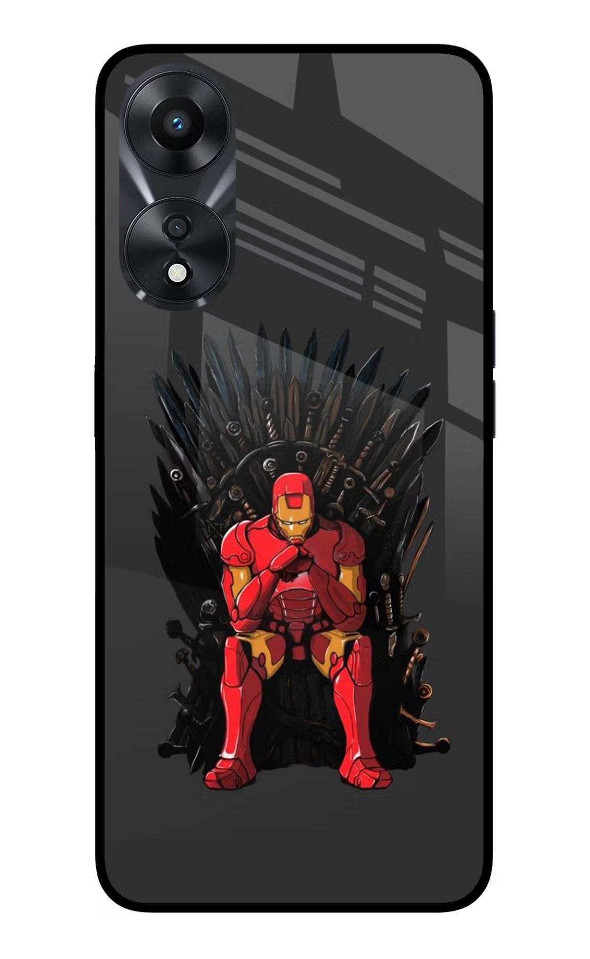 Ironman Throne Oppo A78 5G Glass Case - Ironman Throne Oppo A78 5G Glass Case Ironman Throne Oppo A78 5G Glass Case