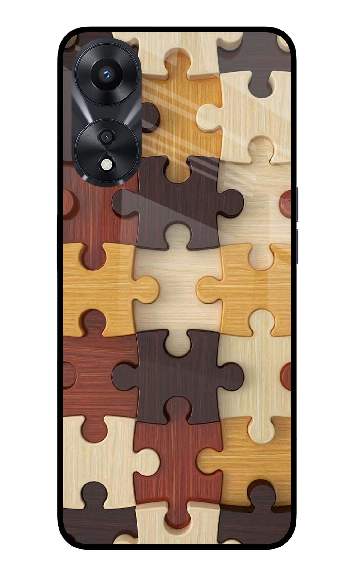 Wooden Puzzle Oppo A78 5G Glass Case - Wooden Puzzle Oppo A78 5G Glass Case Wooden Puzzle Oppo A78 5G Glass Case