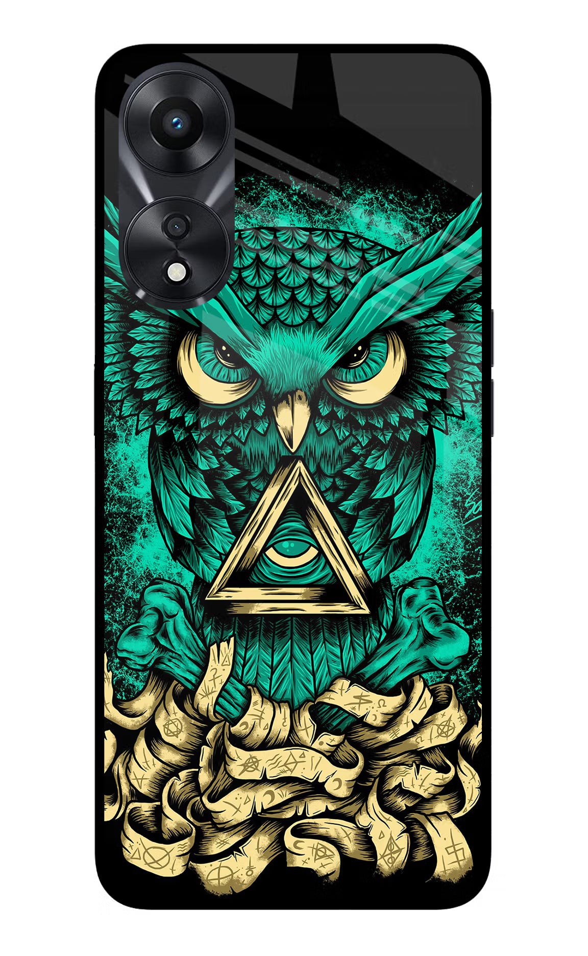 Green Owl Oppo A78 5G Glass Case - Green Owl Oppo A78 5G Glass Case Green Owl Oppo A78 5G Glass Case