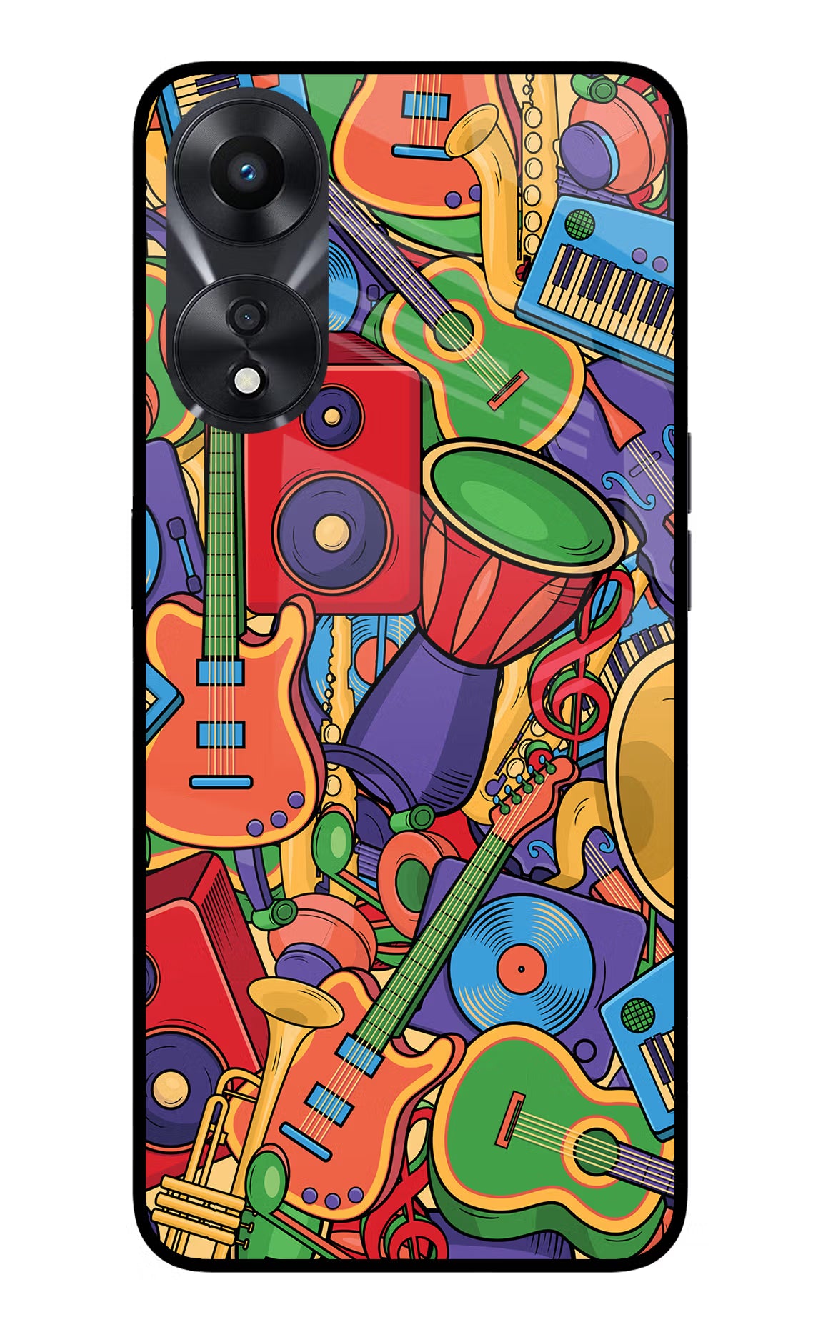 Music Instrument Doodle Oppo A78 5G Glass Case - Music Instrument Doodle Oppo A78 5G Glass Case Music Instrument Doodle Oppo A78 5G Glass Case