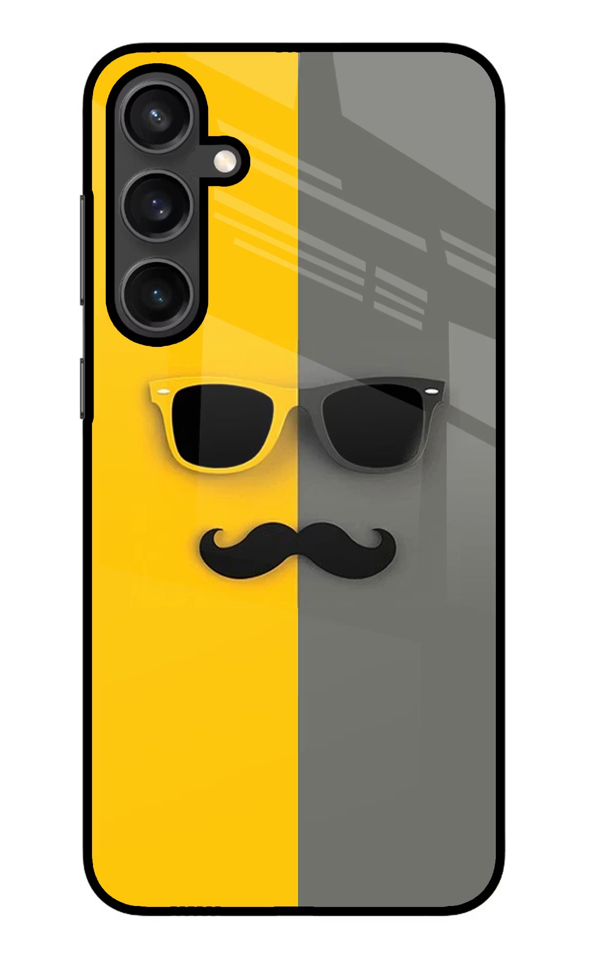 Sunglasses with Mustache Samsung S23 Glass Case - Sunglasses with Mustache Samsung S23 Glass Case Sunglasses with Mustache Samsung S23 Glass Case