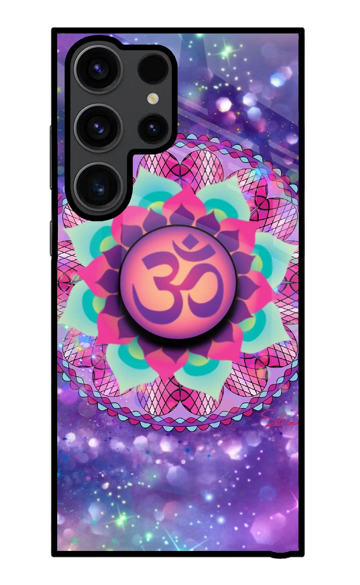 Om Purple Samsung S23 Ultra Glass Case - Om Purple Samsung S23 Ultra Glass Case Om Purple Samsung S23 Ultra Glass Case