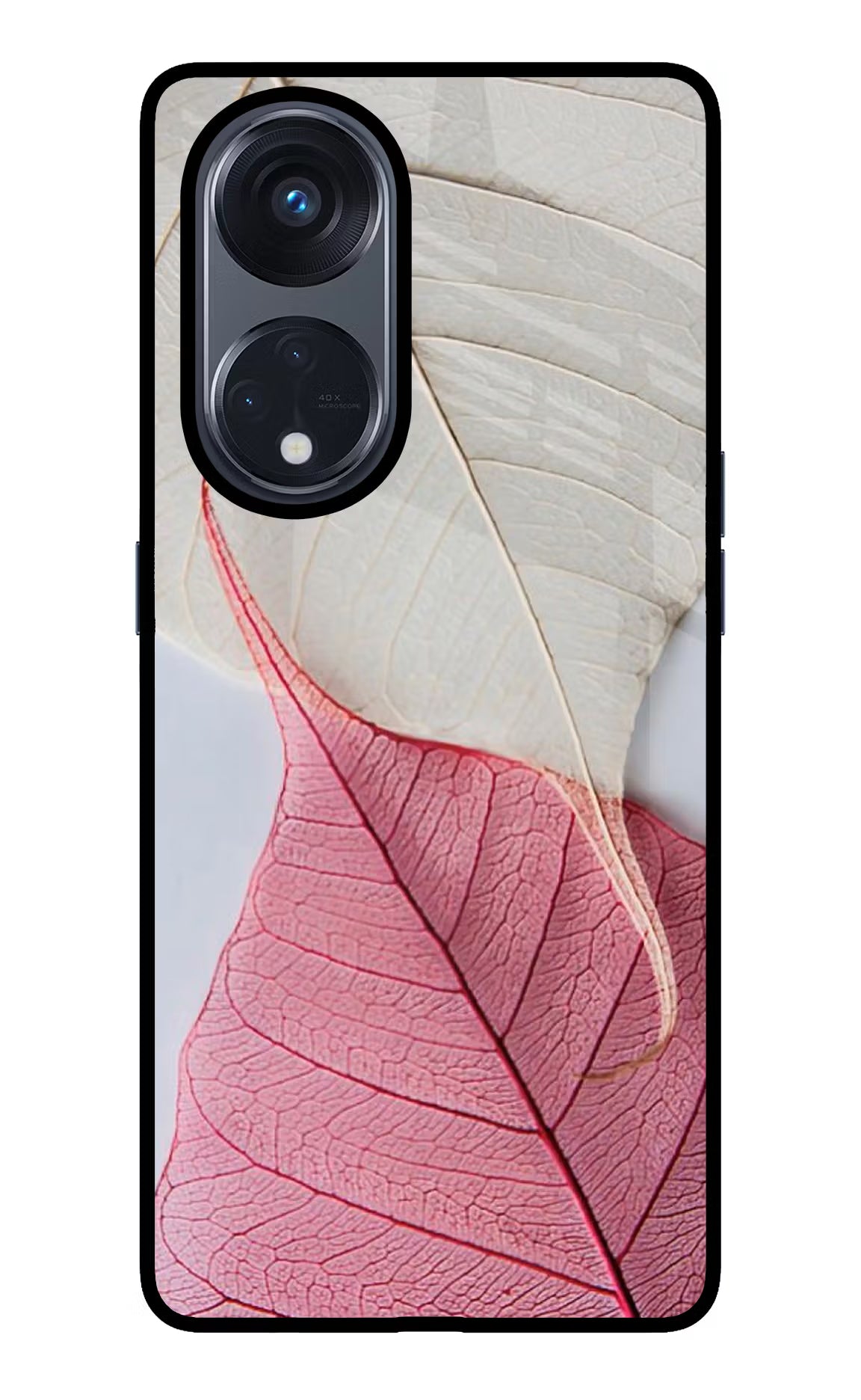 White Pink Leaf Oppo Reno8 T 5G Glass Case - White Pink Leaf Oppo Reno8 T 5G Glass Case White Pink Leaf Oppo Reno8 T 5G Glass Case