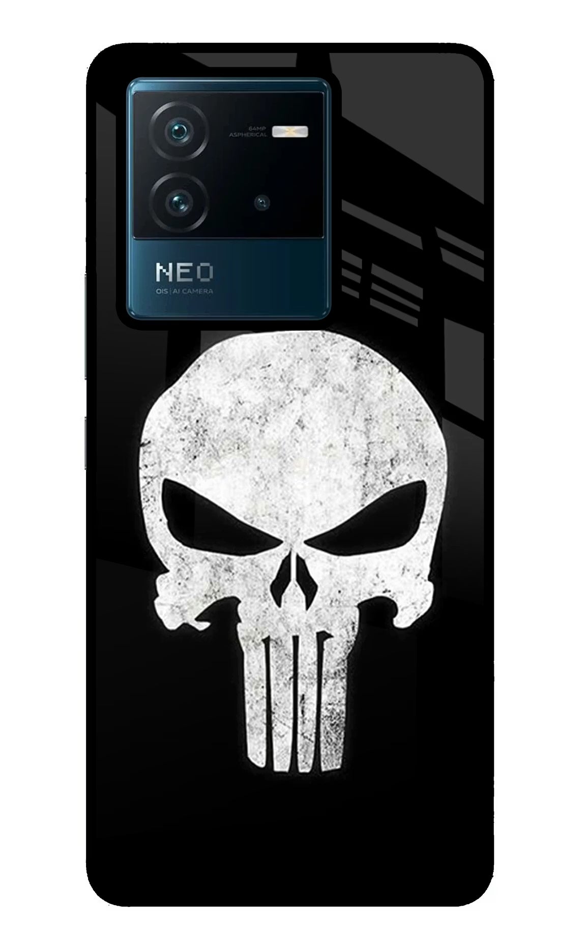 Punisher Skull IQOO Neo 6 5G Back Cover - Punisher Skull IQOO Neo 6 5G Glass Case Back Cover by Casekaro Punisher Skull IQOO Neo 6 5G Glass Case Back Cover by Casekaro