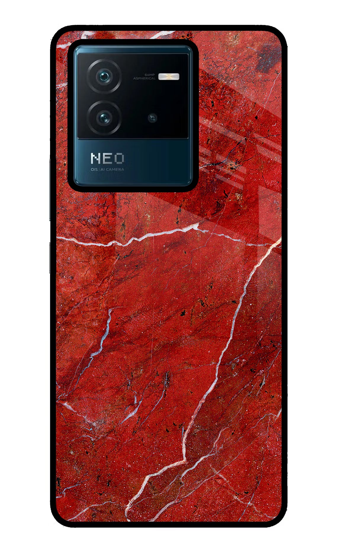 Red Marble Design IQOO Neo 6 5G Back Cover - Red Marble Design IQOO Neo 6 5G Glass Case Back Cover by Casekaro Red Marble Design IQOO Neo 6 5G Glass Case Back Cover by Casekaro