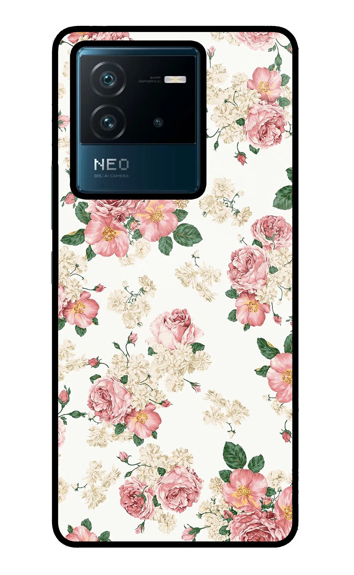 Flowers IQOO Neo 6 5G Back Cover - Flowers IQOO Neo 6 5G Glass Case Back Cover by Casekaro Flowers IQOO Neo 6 5G Glass Case Back Cover by Casekaro
