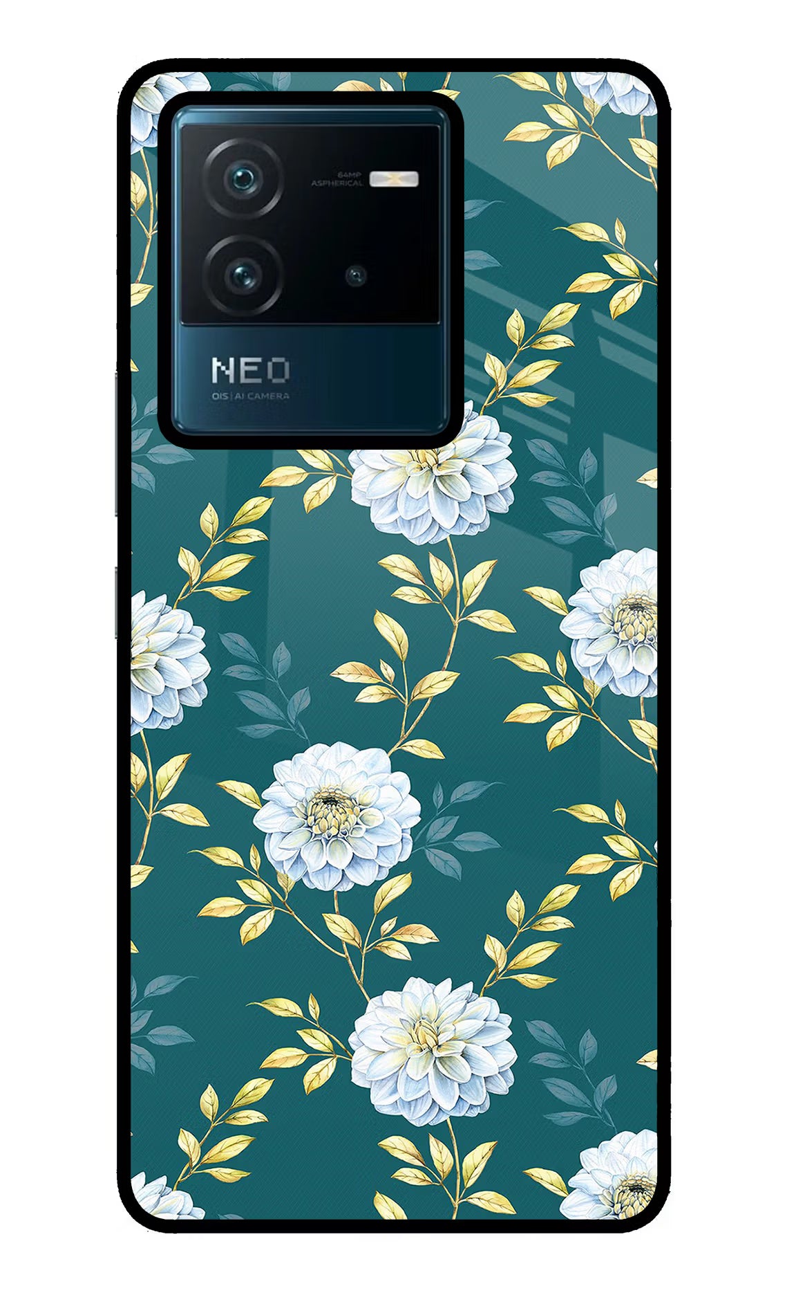 Flowers IQOO Neo 6 5G Back Cover - Flowers IQOO Neo 6 5G Glass Case Back Cover by Casekaro Flowers IQOO Neo 6 5G Glass Case Back Cover by Casekaro