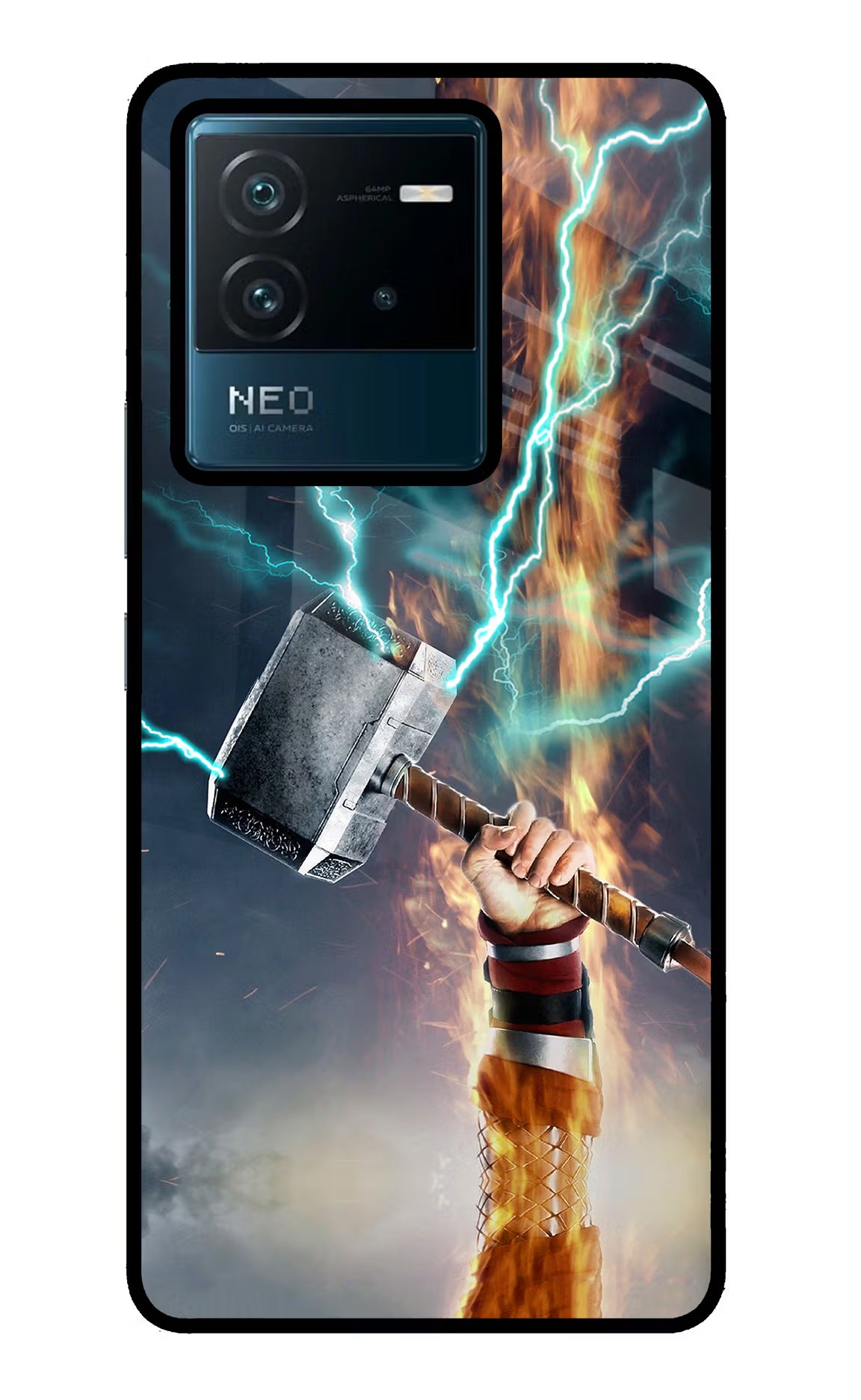 Thor Hammer Mjolnir IQOO Neo 6 5G Back Cover - Thor Hammer Mjolnir IQOO Neo 6 5G Glass Case Back Cover by Casekaro Thor Hammer Mjolnir IQOO Neo 6 5G Glass Case Back Cover by Casekaro