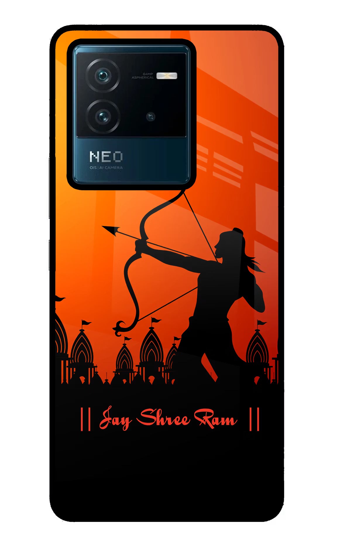 Lord Ram - 4 IQOO Neo 6 5G Back Cover - Lord Ram - 4 IQOO Neo 6 5G Glass Case Back Cover by Casekaro Lord Ram - 4 IQOO Neo 6 5G Glass Case Back Cover by Casekaro
