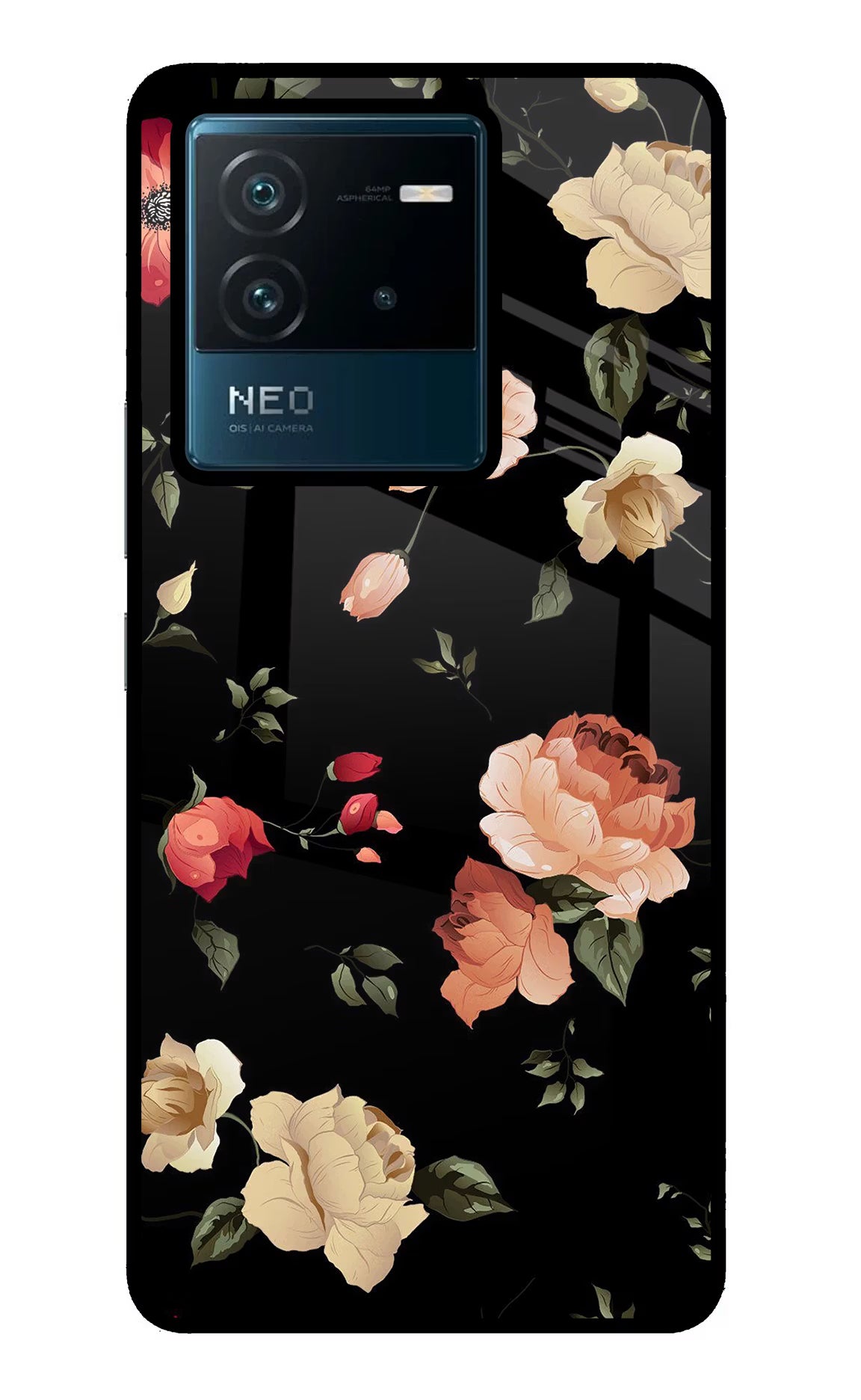 Flowers IQOO Neo 6 5G Glass Case - Flowers IQOO Neo 6 5G Glass Case Flowers IQOO Neo 6 5G Glass Case