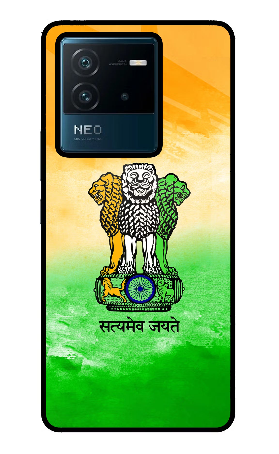 Satyamev Jayate Flag IQOO Neo 6 5G Back Cover - Satyamev Jayate Flag IQOO Neo 6 5G Glass Case Back Cover by Casekaro Satyamev Jayate Flag IQOO Neo 6 5G Glass Case Back Cover by Casekaro