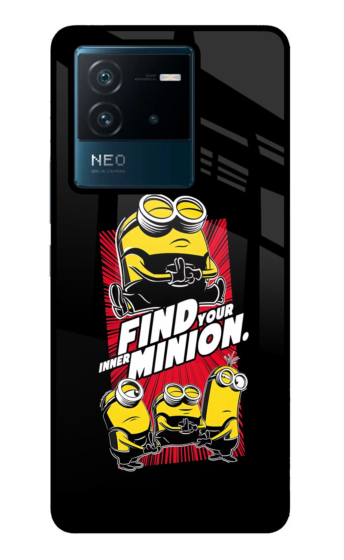 Find your inner Minion IQOO Neo 6 5G Back Cover - Find your inner Minion IQOO Neo 6 5G Glass Case Back Cover by Casekaro Find your inner Minion IQOO Neo 6 5G Glass Case Back Cover by Casekaro