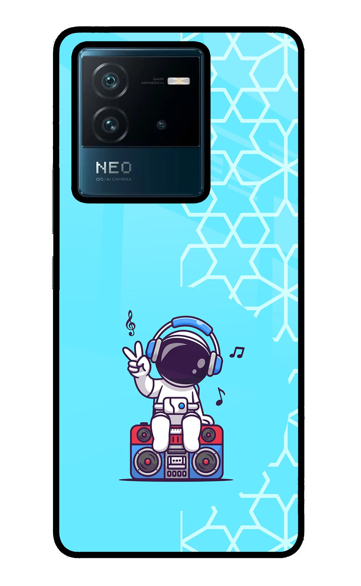 Cute Astronaut Chilling IQOO Neo 6 5G Back Cover - Cute Astronaut Chilling IQOO Neo 6 5G Glass Case Back Cover by Casekaro Cute Astronaut Chilling IQOO Neo 6 5G Glass Case Back Cover by Casekaro