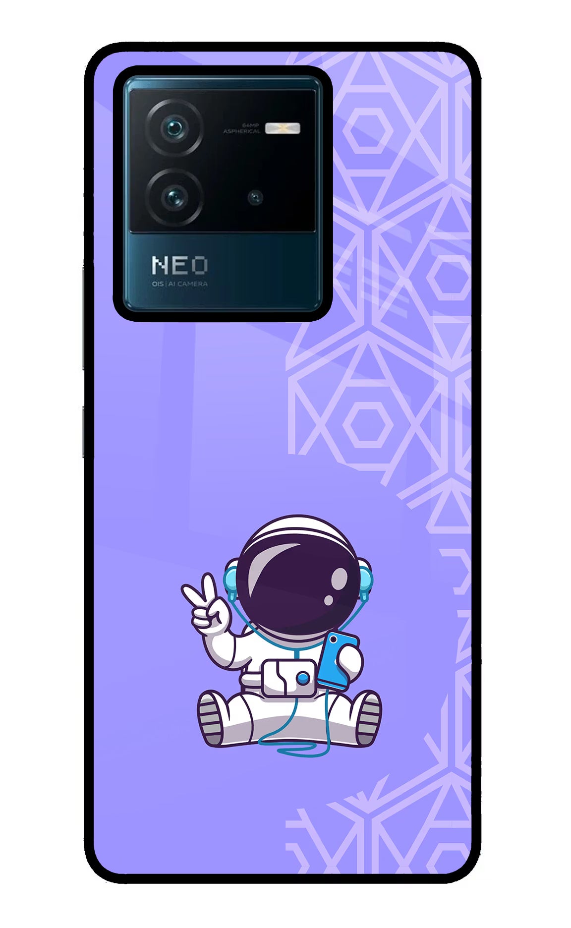 Cute Astronaut Chilling IQOO Neo 6 5G Back Cover - Cute Astronaut Chilling IQOO Neo 6 5G Glass Case Back Cover by Casekaro Cute Astronaut Chilling IQOO Neo 6 5G Glass Case Back Cover by Casekaro