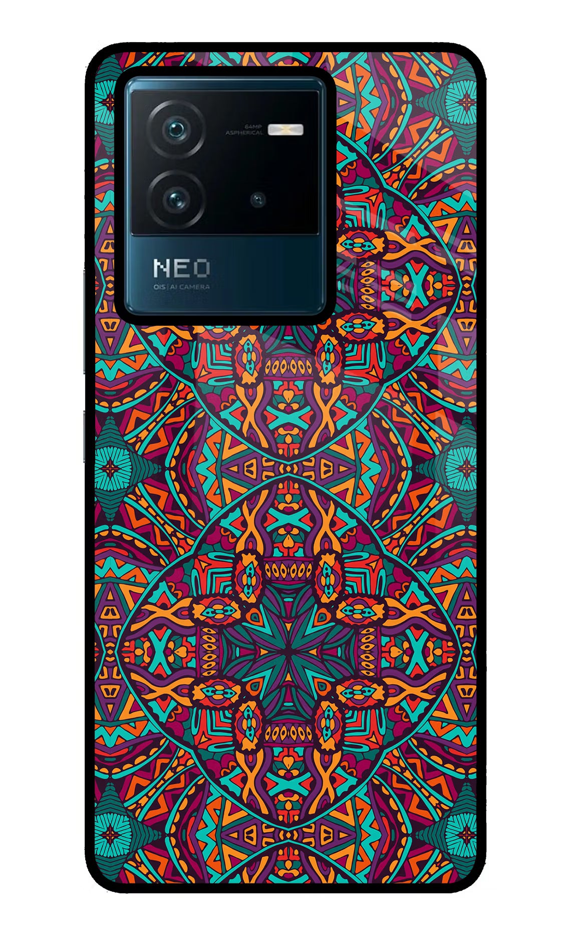 Colour Mandala IQOO Neo 6 5G Back Cover - Colour Mandala IQOO Neo 6 5G Glass Case Back Cover by Casekaro Colour Mandala IQOO Neo 6 5G Glass Case Back Cover by Casekaro