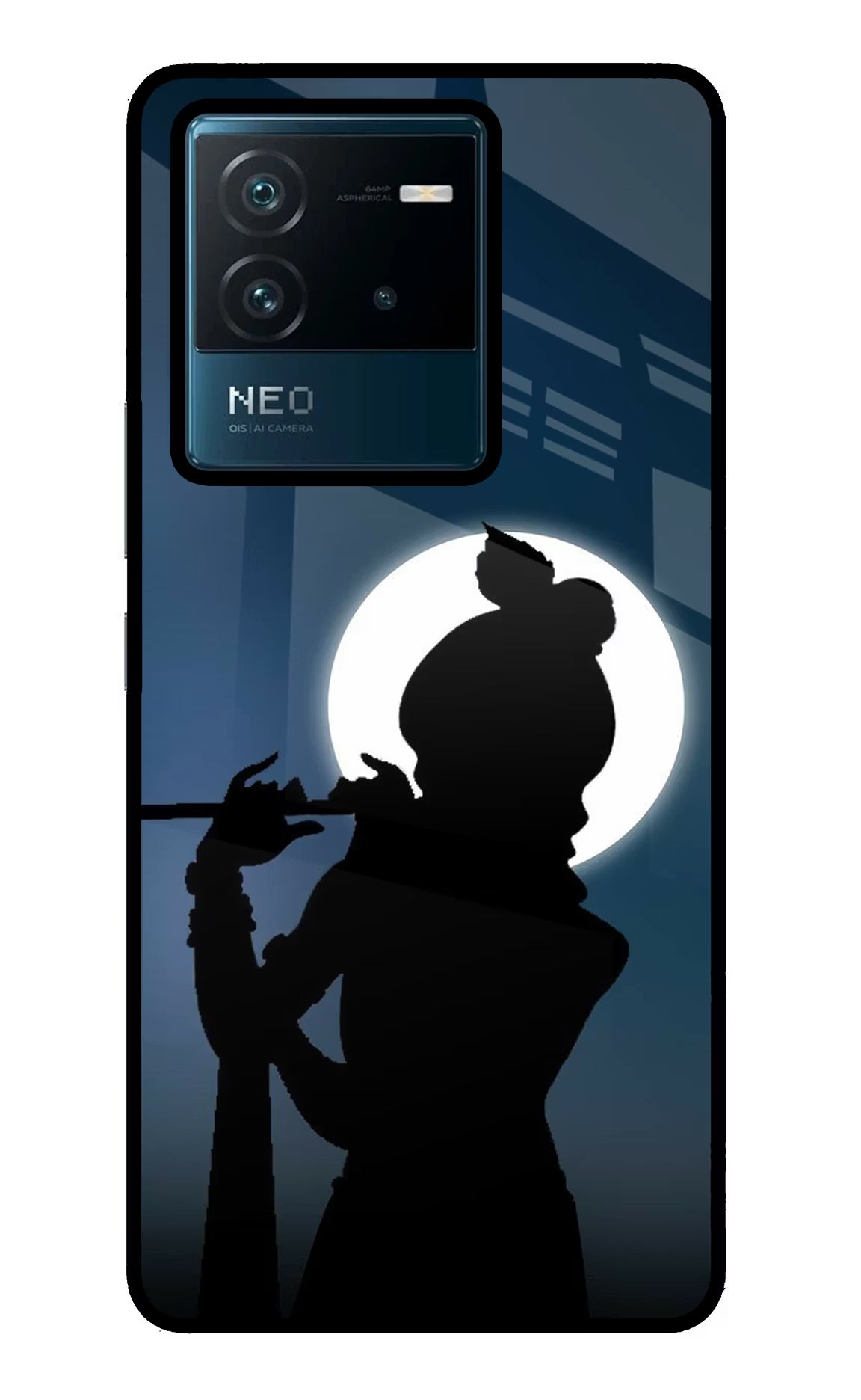Shri Krishna Silhouette IQOO Neo 6 5G Glass Case Back Cover by Casekaro