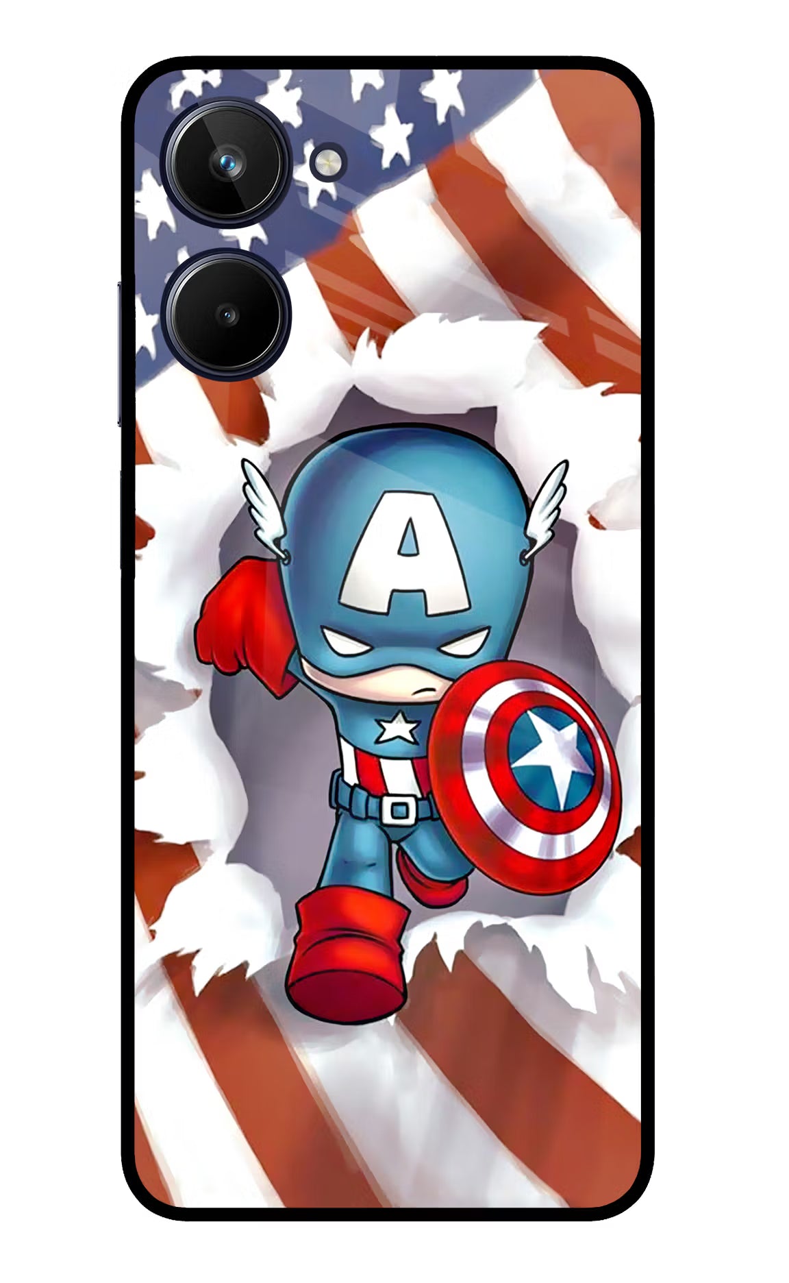 Captain America Realme 10 Glass Case - Captain America Realme 10 Glass Case Captain America Realme 10 Glass Case