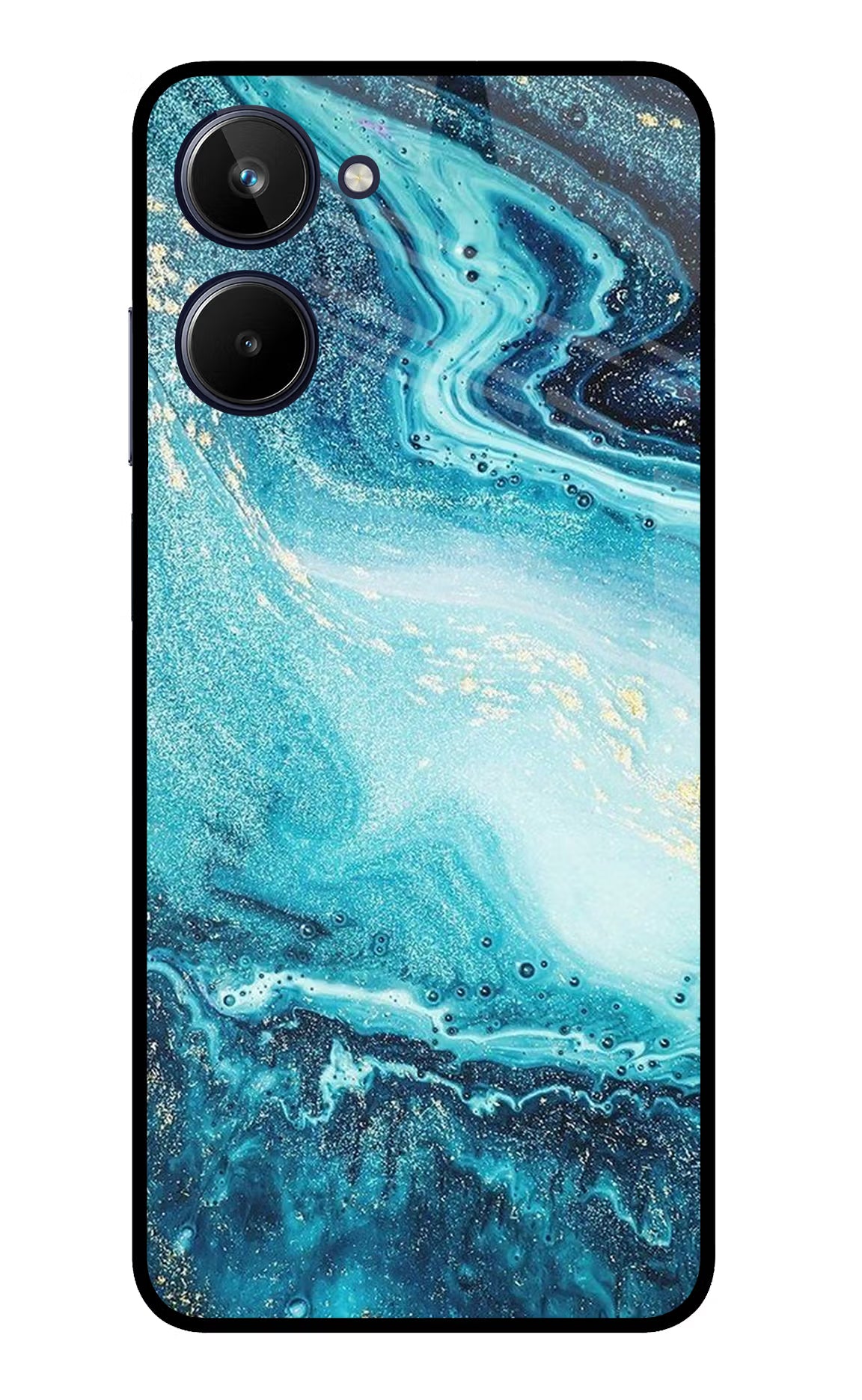 Blue Glitter Marble Realme 10 Glass Case - Blue Glitter Marble Realme 10 Glass Case Blue Glitter Marble Realme 10 Glass Case