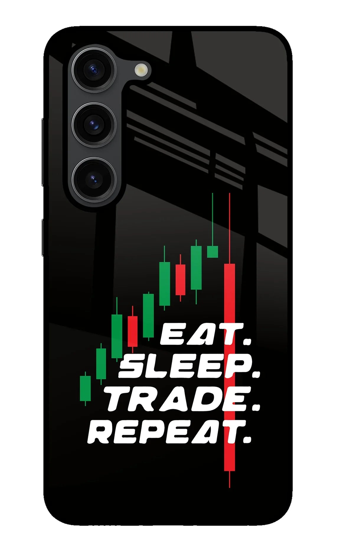 Eat Sleep Trade Repeat Samsung S23 Plus Glass Case - Eat Sleep Trade Repeat Samsung S23 Plus Glass Case Eat Sleep Trade Repeat Samsung S23 Plus Glass Case