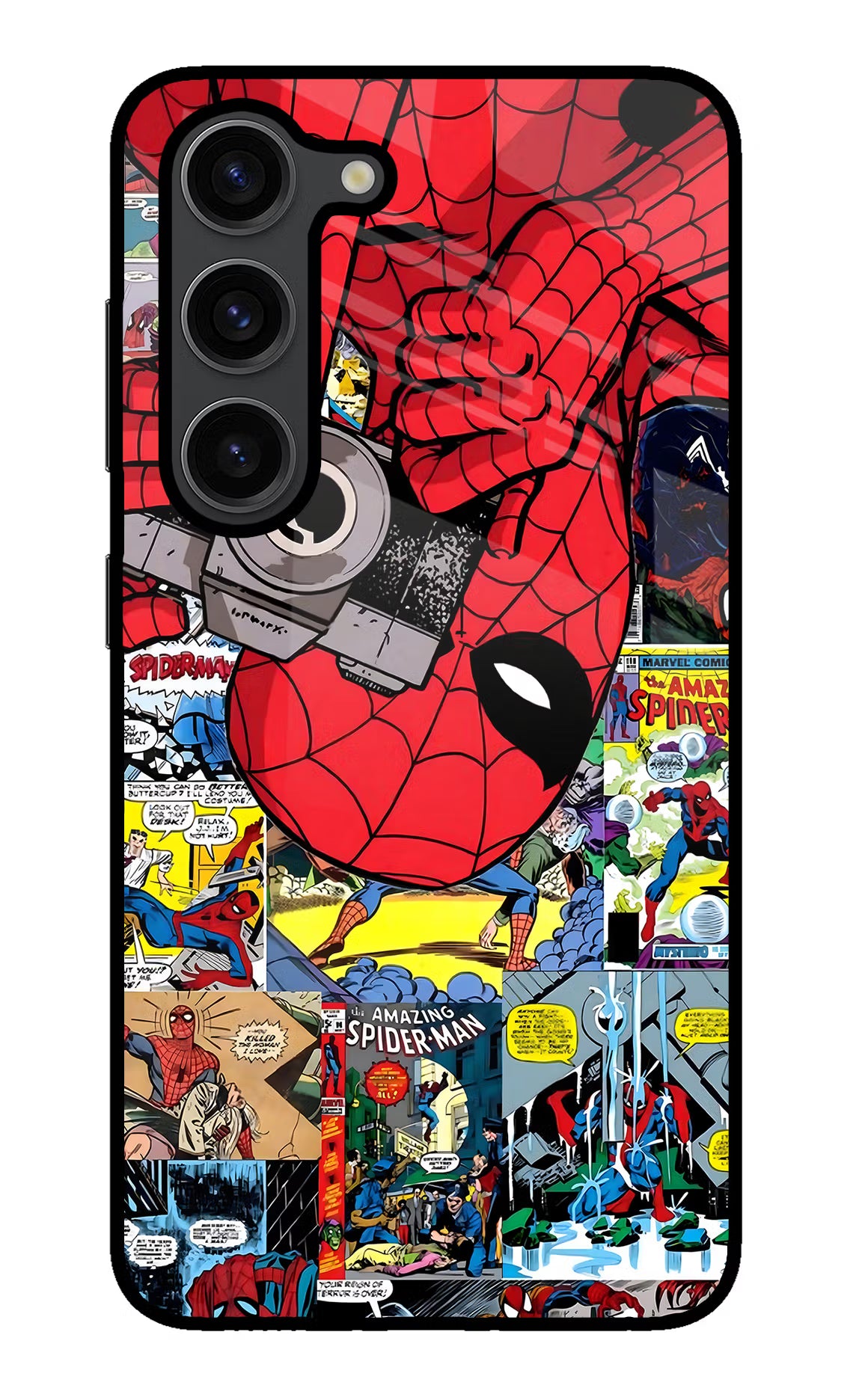Spider Man Samsung S23 Plus Glass Case Back Cover by Casekaro