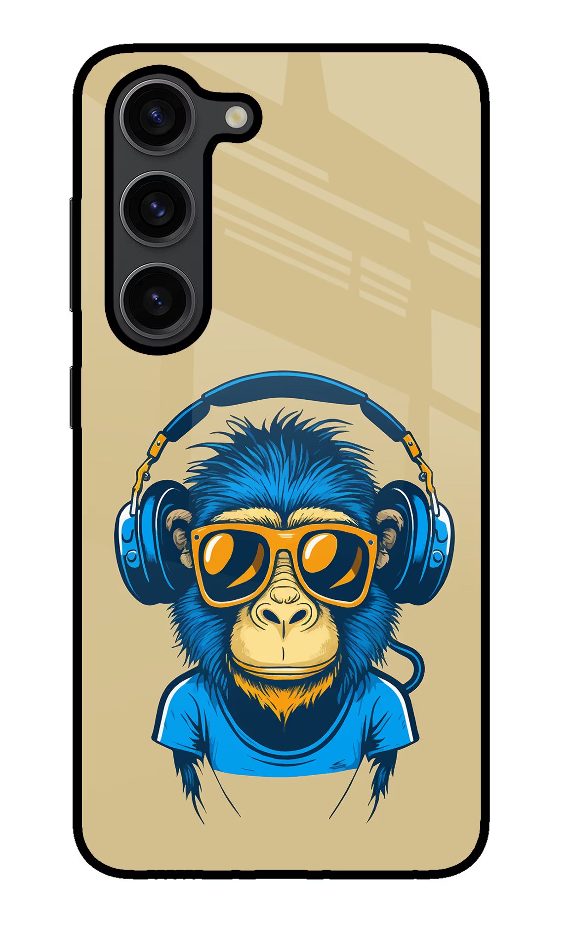 Monkey Headphone Samsung S23 Plus Glass Case Back Cover by Casekaro