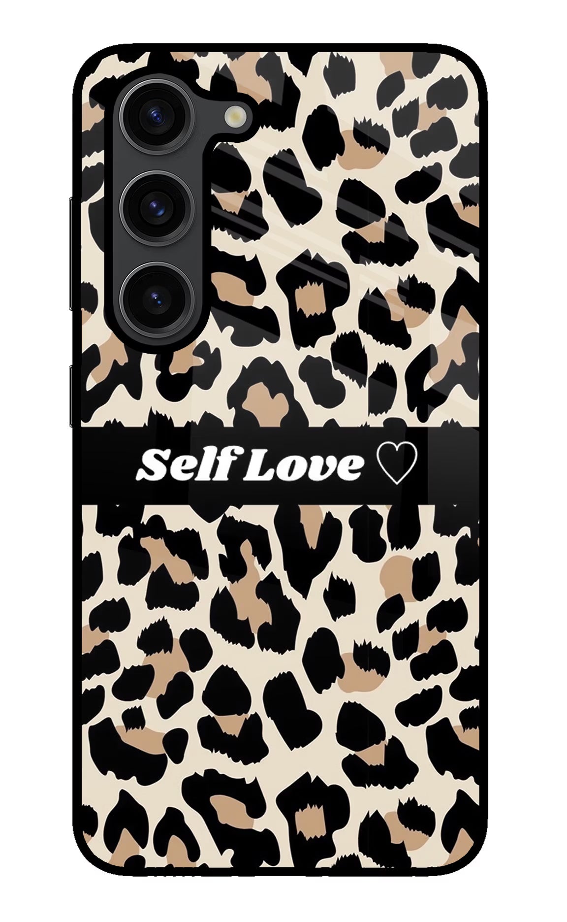 Leopard Print Self Love Samsung S23 Plus Glass Case Back Cover by Casekaro
