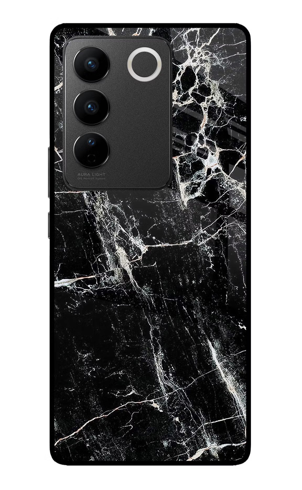 Black Marble Texture Vivo V27/V27 Pro Glass Case - Black Marble Texture Vivo V27/V27 Pro Glass Case Black Marble Texture Vivo V27/V27 Pro Glass Case