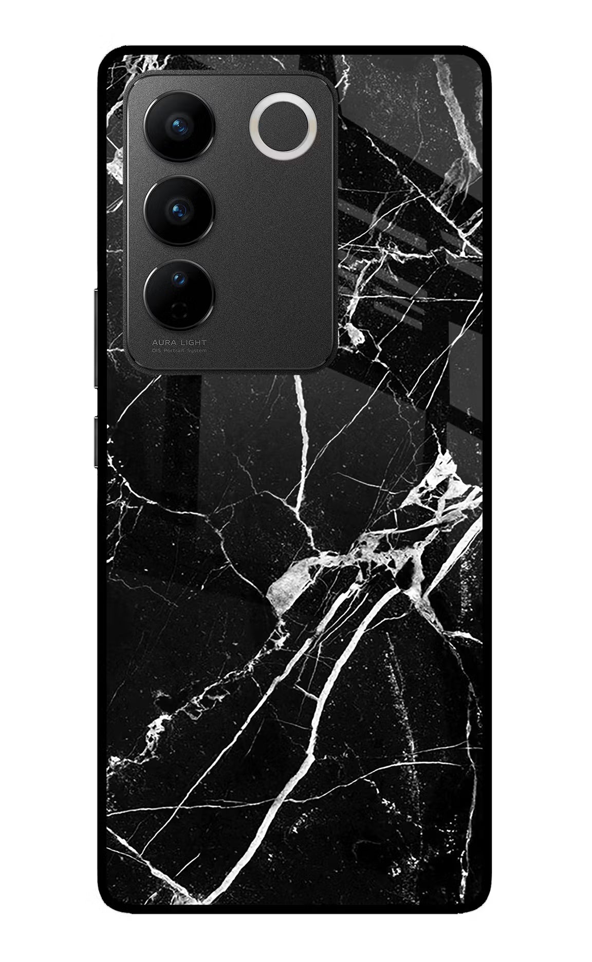 Black Marble Pattern Vivo V27/V27 Pro Glass Case - Black Marble Pattern Vivo V27/V27 Pro Glass Case Black Marble Pattern Vivo V27/V27 Pro Glass Case