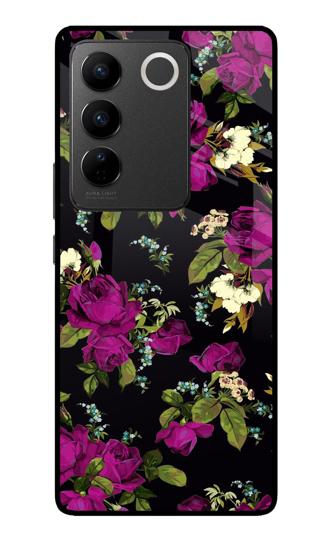 Flowers Vivo V27/V27 Pro Glass Case - Flowers Vivo V27/V27 Pro Glass Case Flowers Vivo V27/V27 Pro Glass Case