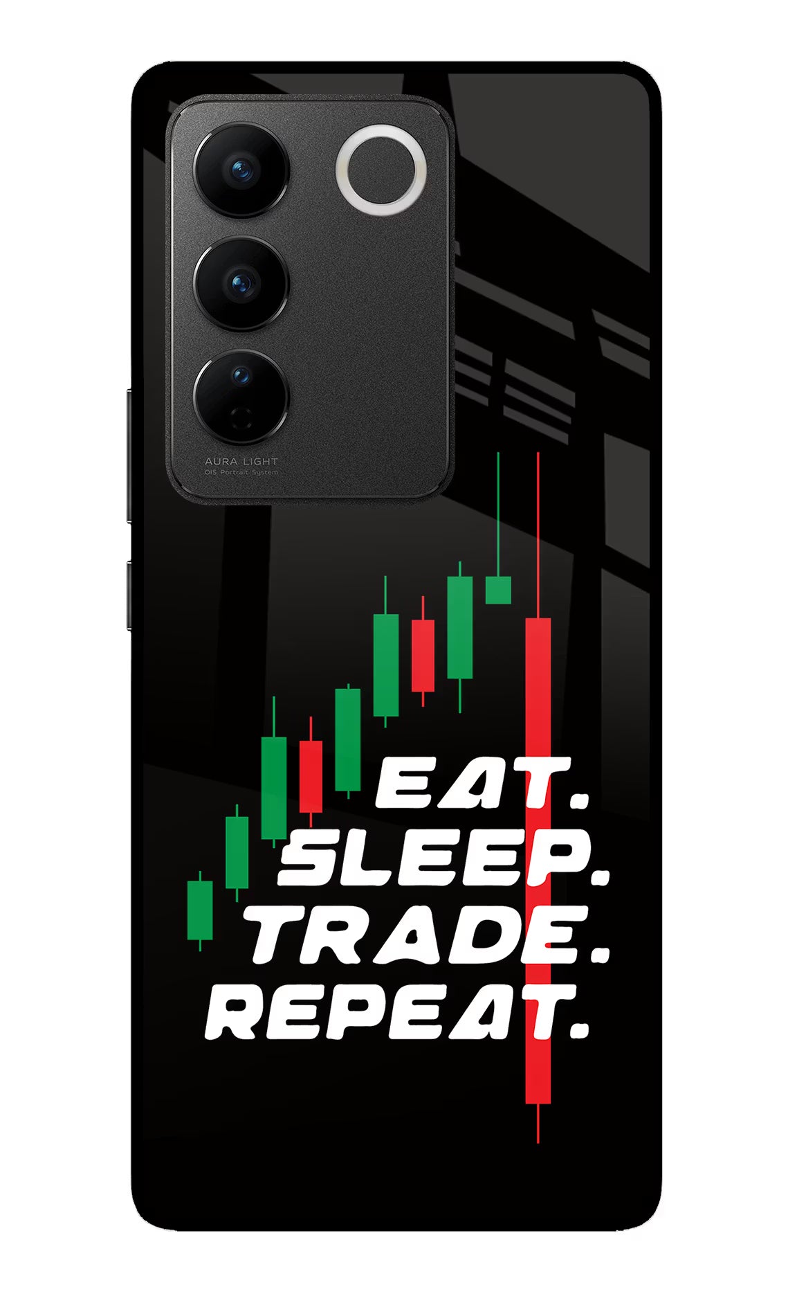 Eat Sleep Trade Repeat Vivo V27/V27 Pro Glass Case - Eat Sleep Trade Repeat Vivo V27/V27 Pro Glass Case Eat Sleep Trade Repeat Vivo V27/V27 Pro Glass Case