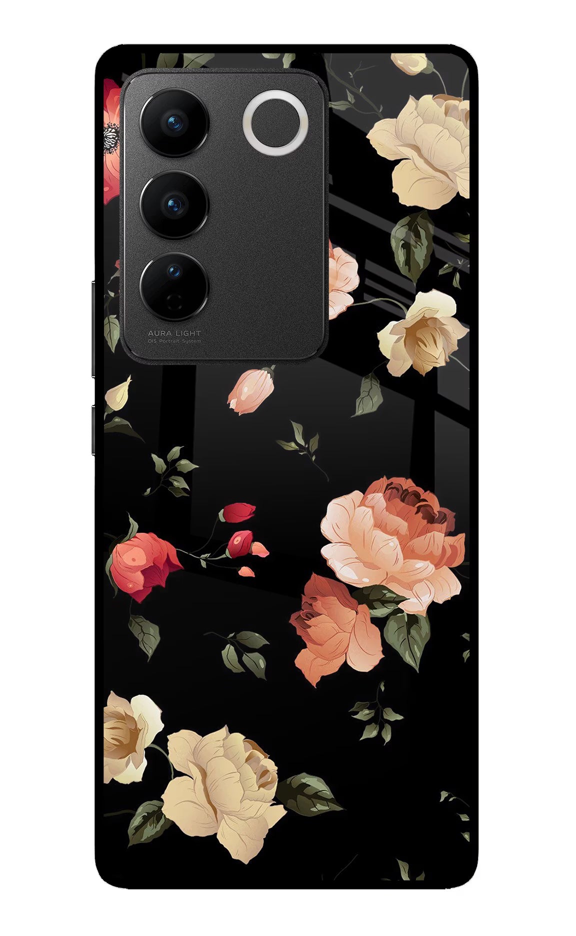 Flowers Vivo V27/V27 Pro Glass Case - Flowers Vivo V27/V27 Pro Glass Case Flowers Vivo V27/V27 Pro Glass Case