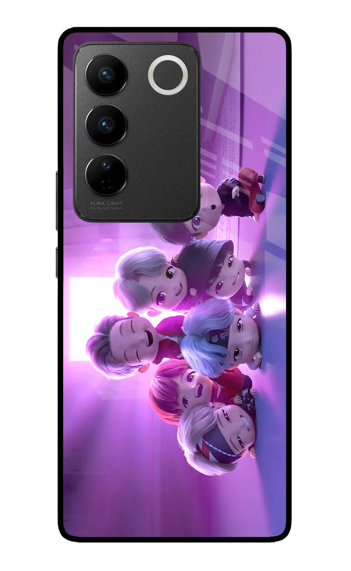 BTS Chibi Vivo V27/V27 Pro Glass Case - BTS Chibi Vivo V27/V27 Pro Glass Case BTS Chibi Vivo V27/V27 Pro Glass Case