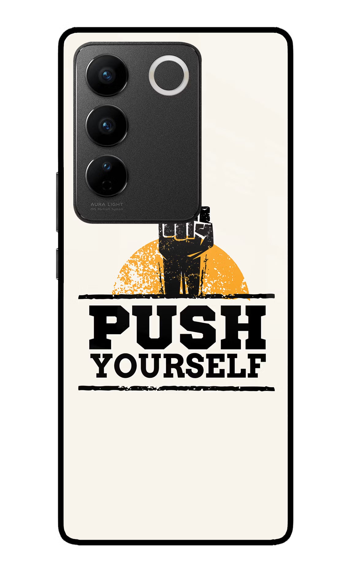 Push Yourself Vivo V27/V27 Pro Glass Case - Push Yourself Vivo V27/V27 Pro Glass Case Push Yourself Vivo V27/V27 Pro Glass Case