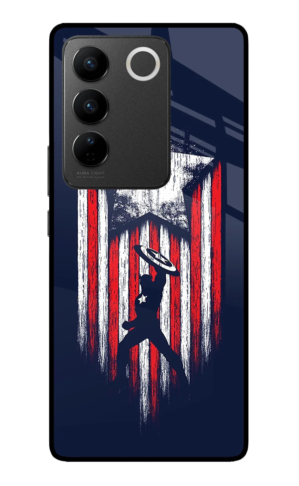 Captain America Marvel Art Vivo V27/V27 Pro Glass Case - Captain America Marvel Art Vivo V27/V27 Pro Glass Case Captain America Marvel Art Vivo V27/V27 Pro Glass Case