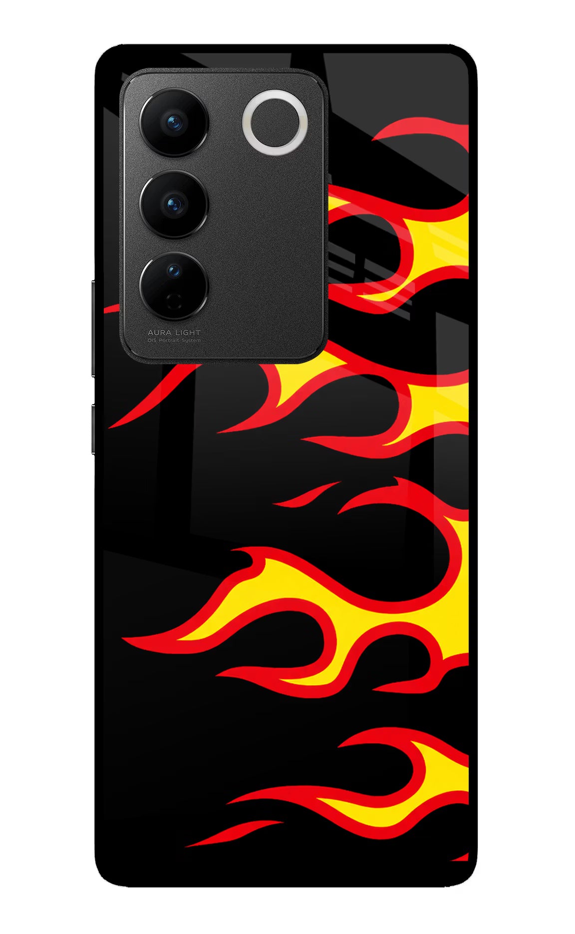 Side Sweep Flames Vivo V27/V27 Pro Glass Case - Side Sweep Flames Vivo V27/V27 Pro Glass Case Side Sweep Flames Vivo V27/V27 Pro Glass Case