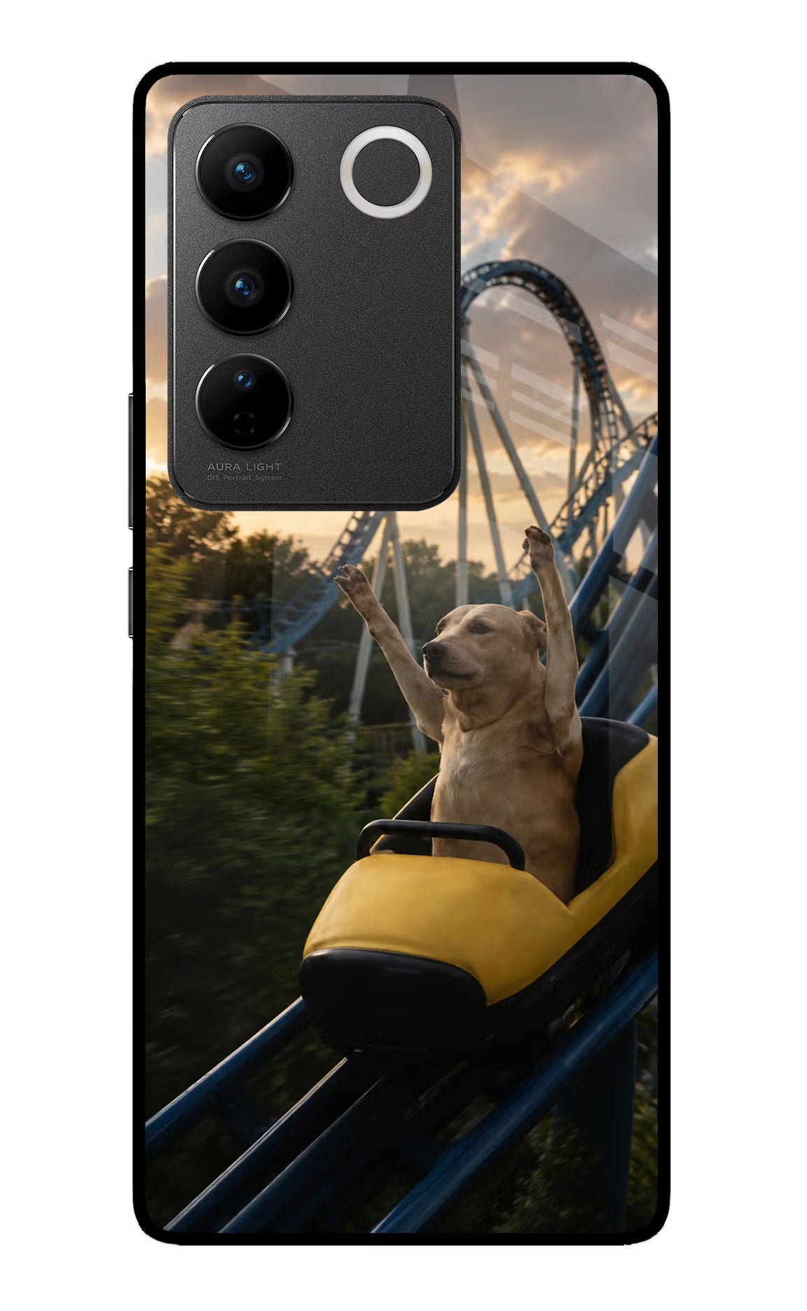 Rollercoaster Dog Vivo V27/V27 Pro Glass Case - Rollercoaster Dog Vivo V27/V27 Pro Glass Case Rollercoaster Dog Vivo V27/V27 Pro Glass Case